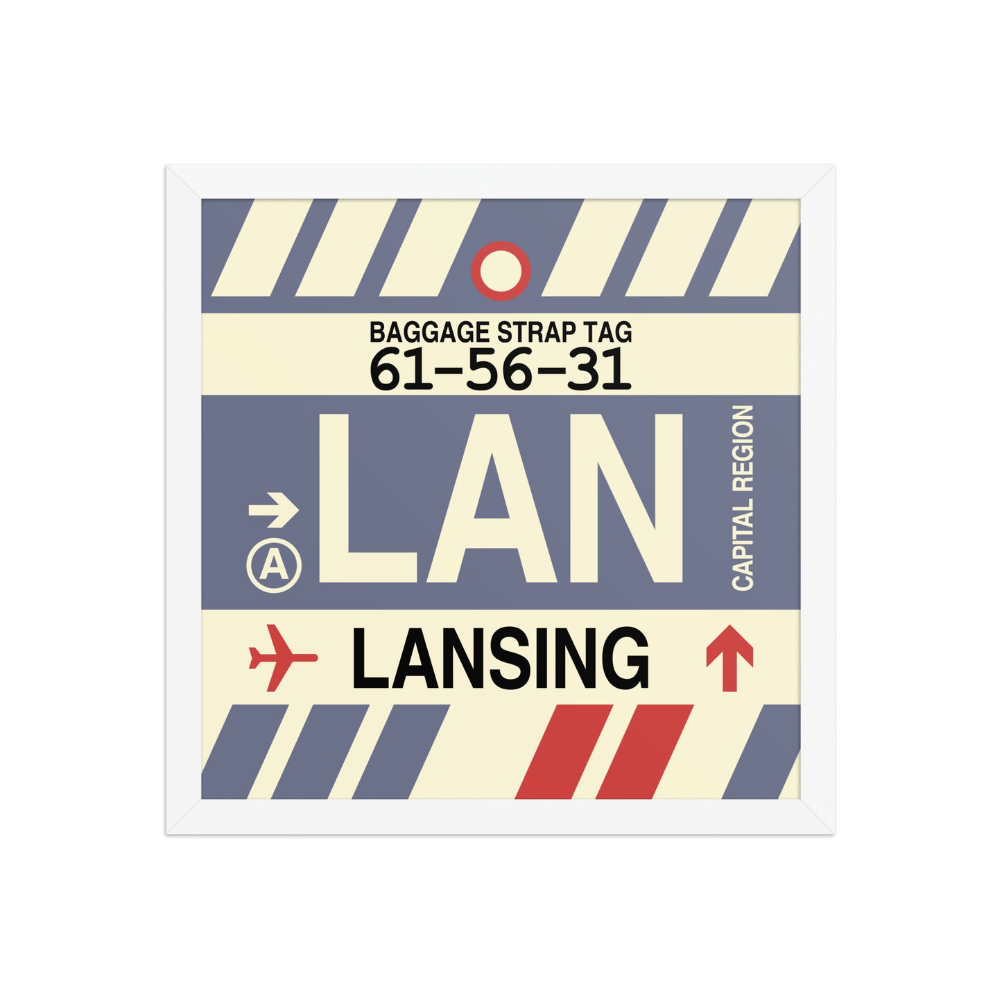 LAN Lansing Framed Print • Jet Age Baggage Tag Design • YHM Designs - Image 13