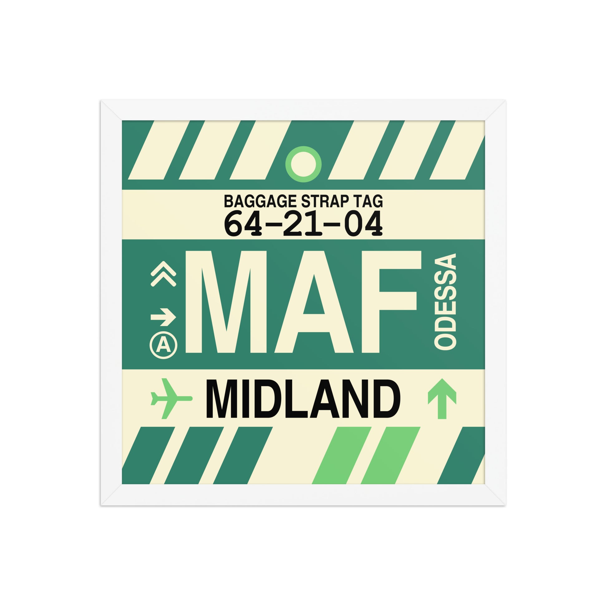 MAF Midland-Odessa Framed Print • Jet Age Baggage Tag Design • YHM Designs - Image 13
