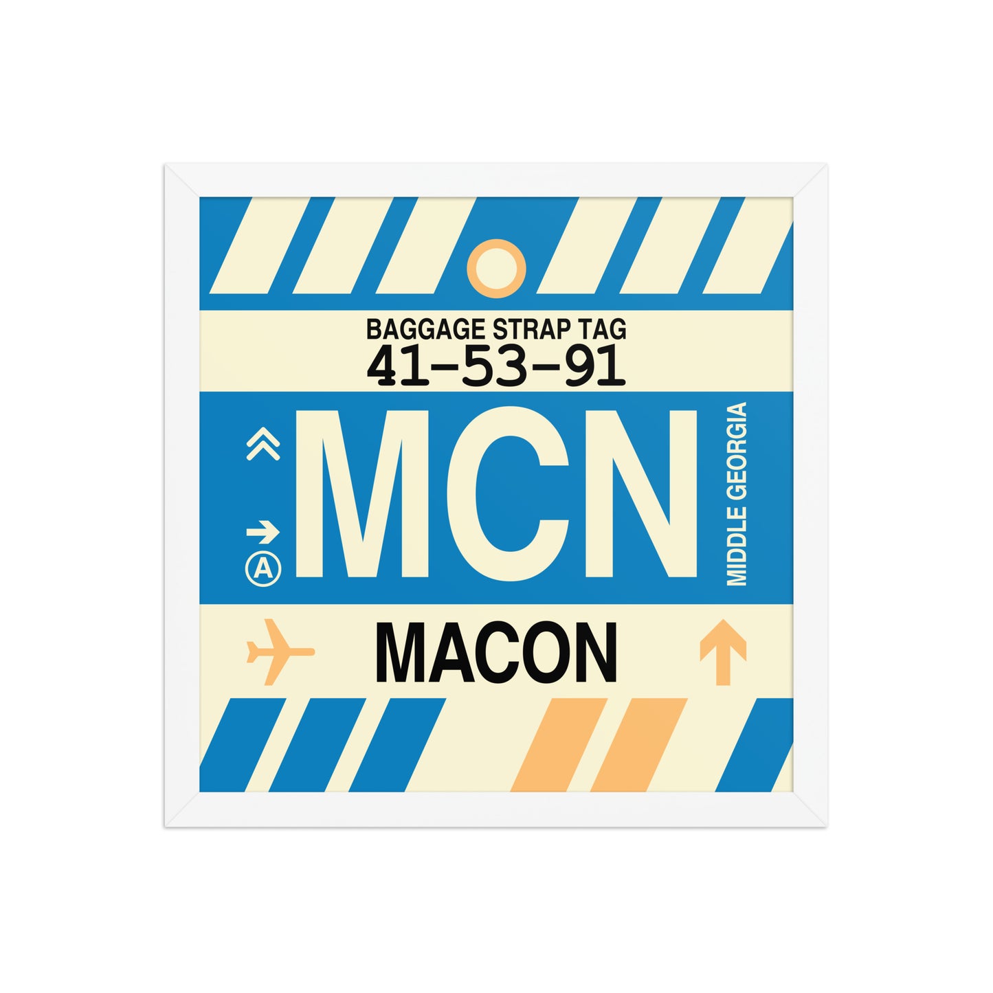 MCN Macon Framed Print • Jet Age Baggage Tag Design • YHM Designs - Image 13