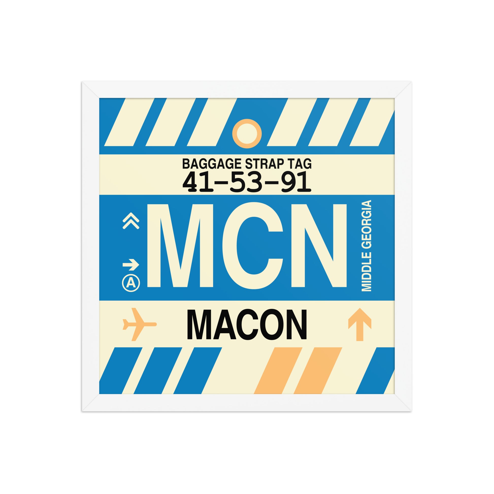 MCN Macon Framed Print • Jet Age Baggage Tag Design • YHM Designs - Image 13