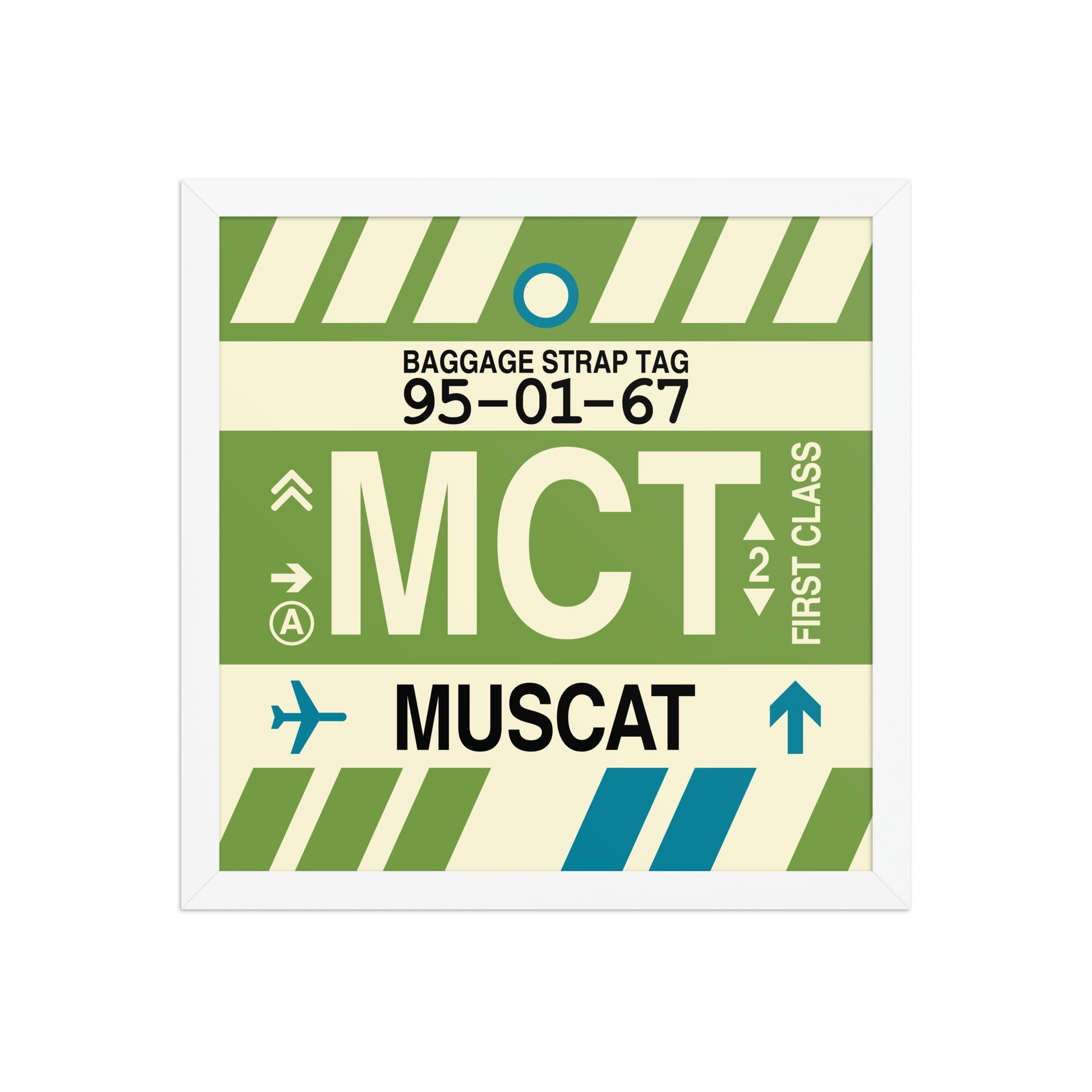 MCT Muscat Framed Print • Jet Age Baggage Tag Design • YHM Designs - Image 13