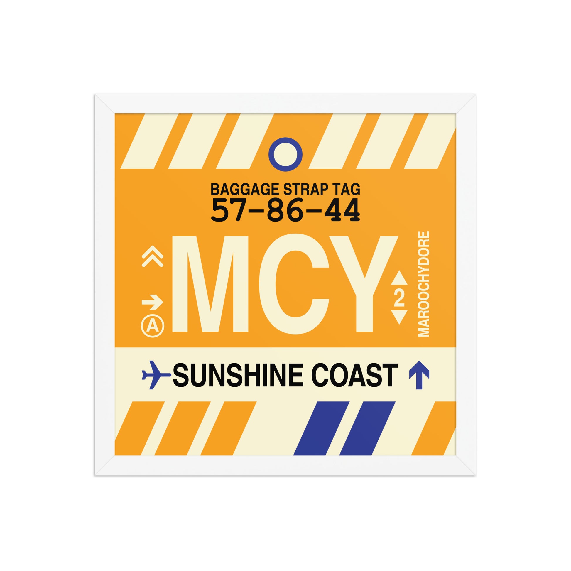 MCY Sunshine Coast Framed Print • Jet Age Baggage Tag Design • YHM Designs - Image 13