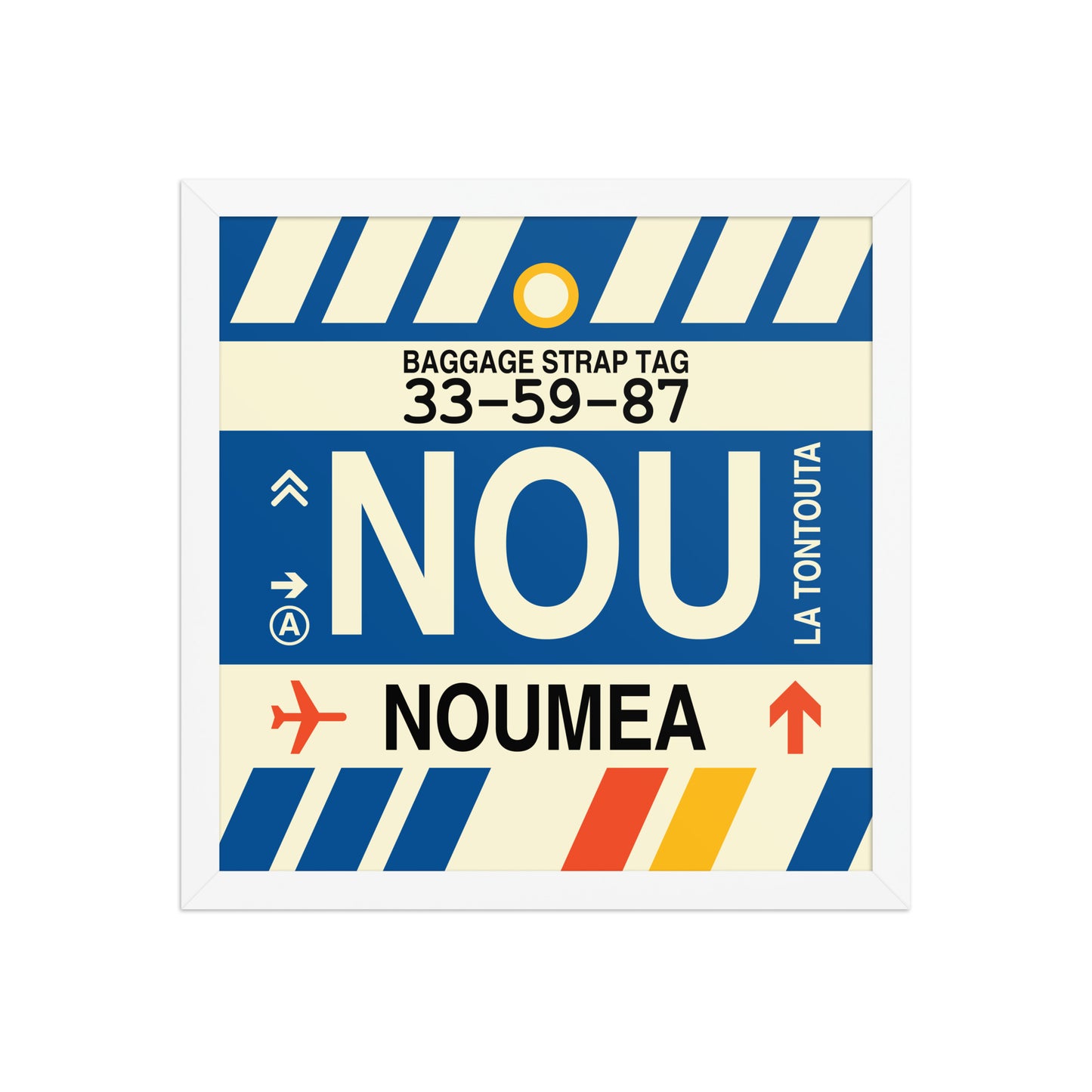 NOU Nouméa Framed Print • Jet Age Baggage Tag Design • YHM Designs - Image 13