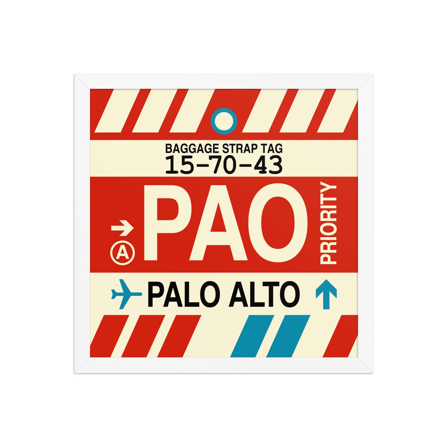 PAO Palo Alto Framed Print • Jet Age Baggage Tag Design • YHM Designs - Image 13