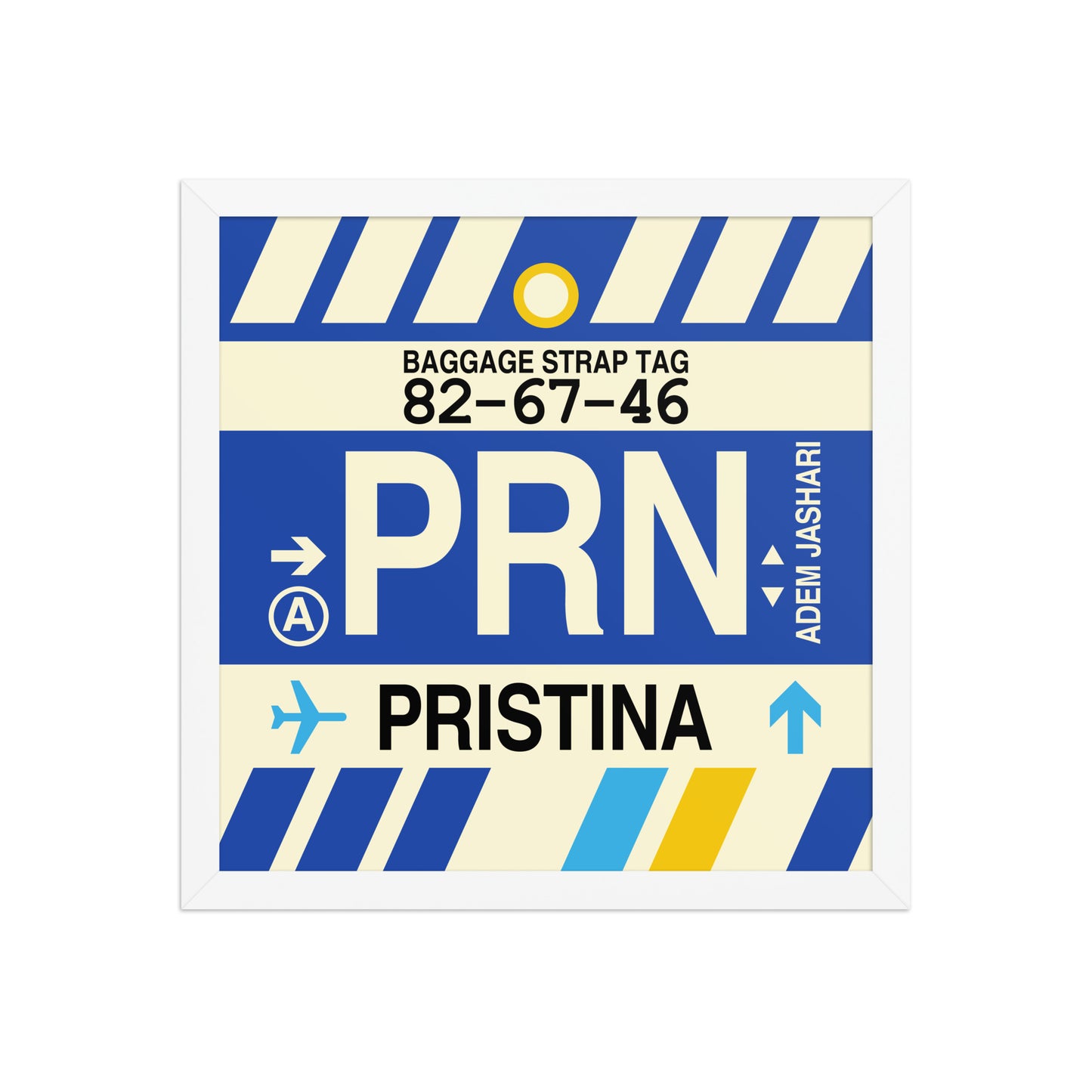 PRN Pristina Framed Print • Jet Age Baggage Tag Design • YHM Designs - Image 13