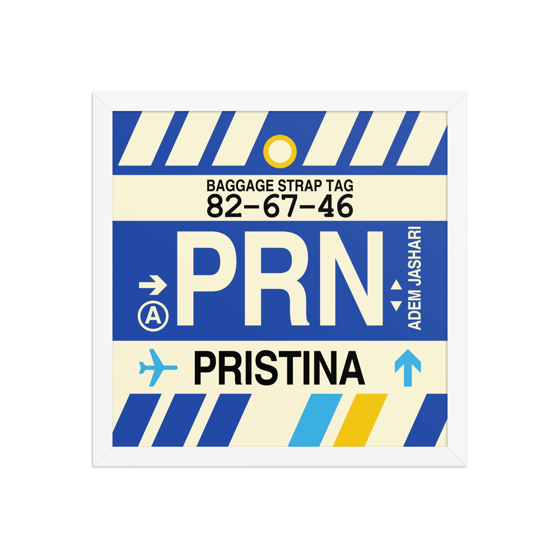 PRN Pristina Framed Print • Jet Age Baggage Tag Design • YHM Designs - Image 13