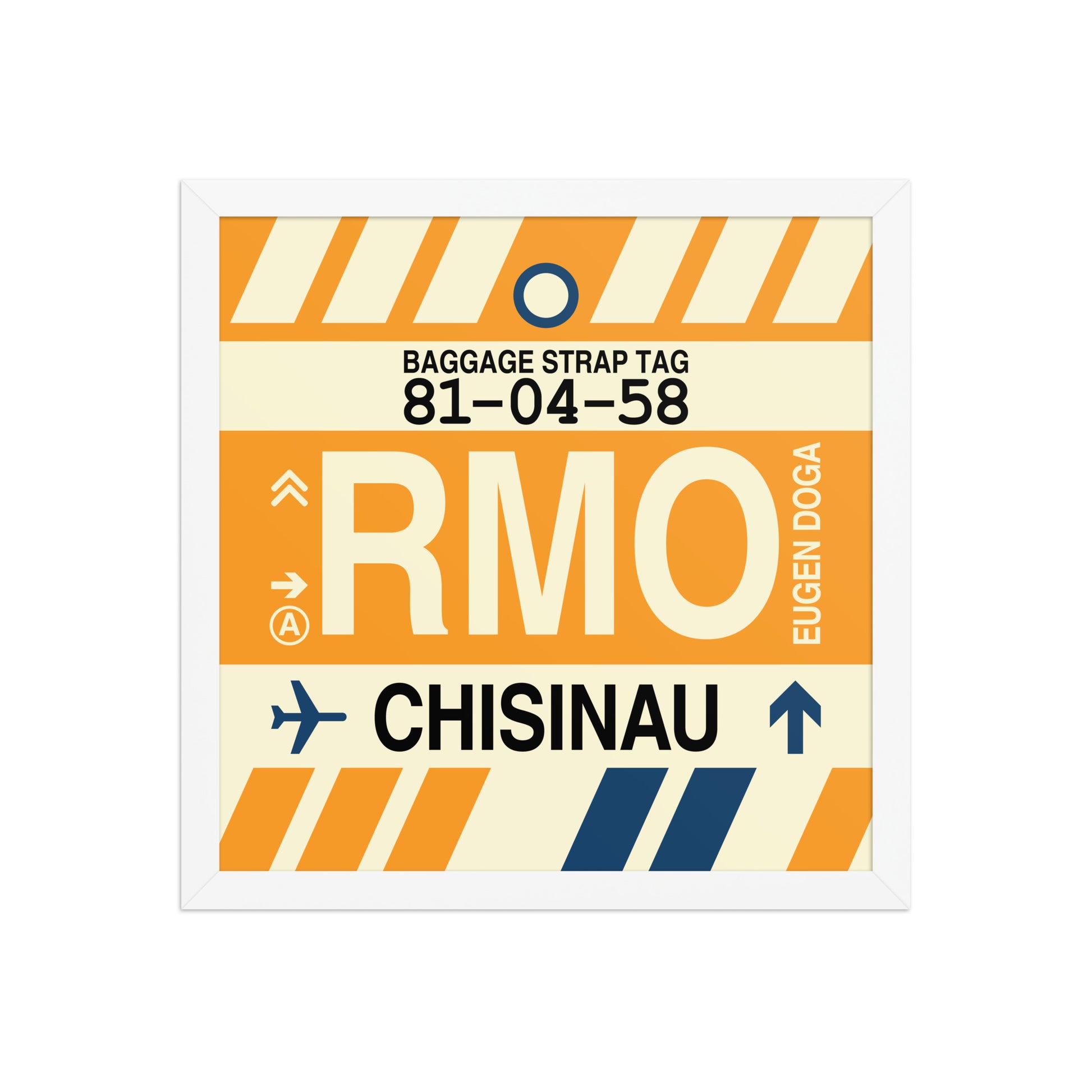 RMO Chisinau Framed Print • Jet Age Baggage Tag Design • YHM Designs - Image 13