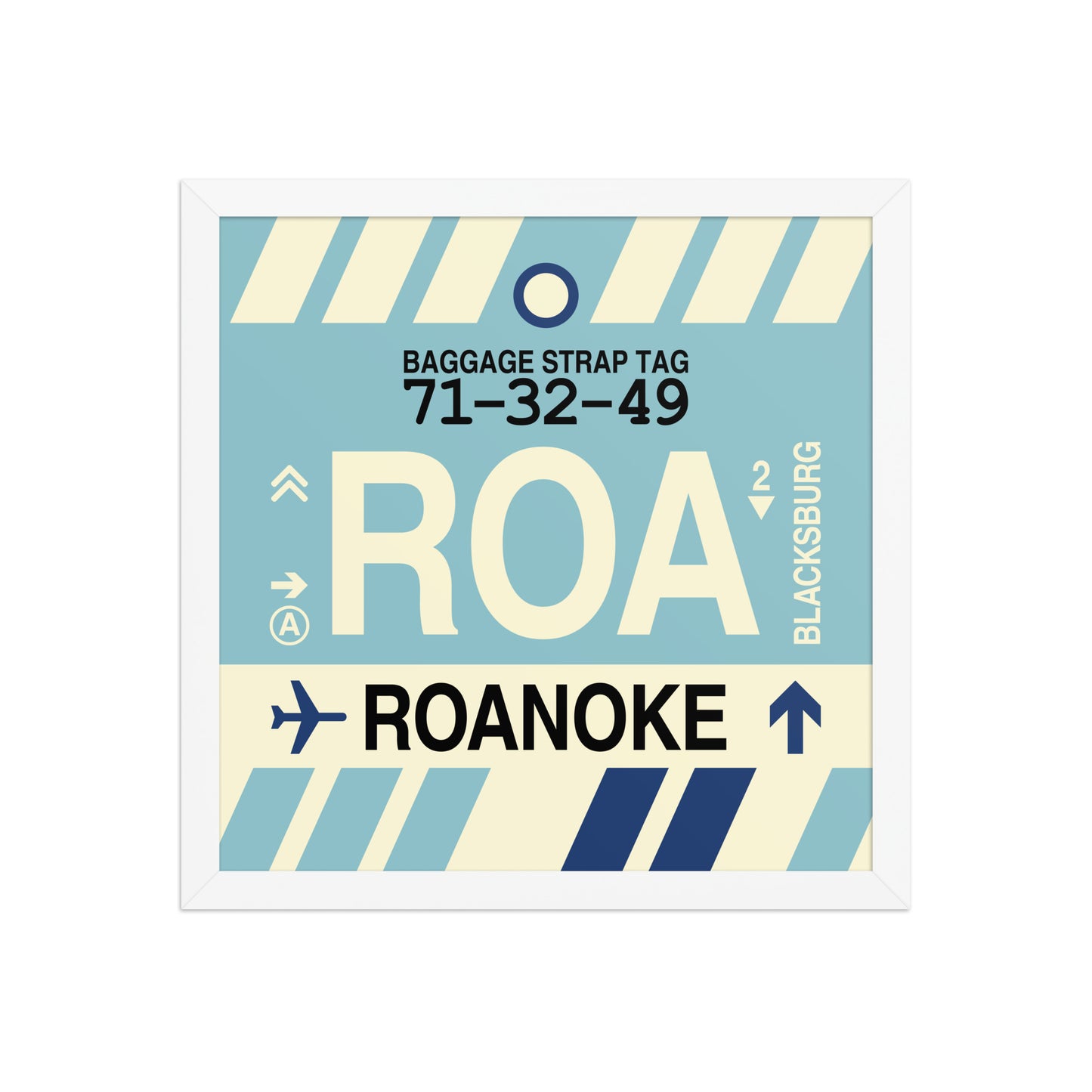ROA Roanoke Framed Print • Jet Age Baggage Tag Design • YHM Designs - Image 13