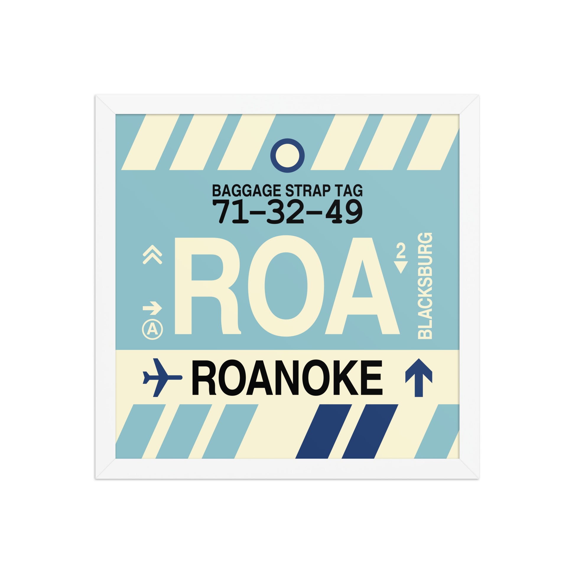 ROA Roanoke Framed Print • Jet Age Baggage Tag Design • YHM Designs - Image 13