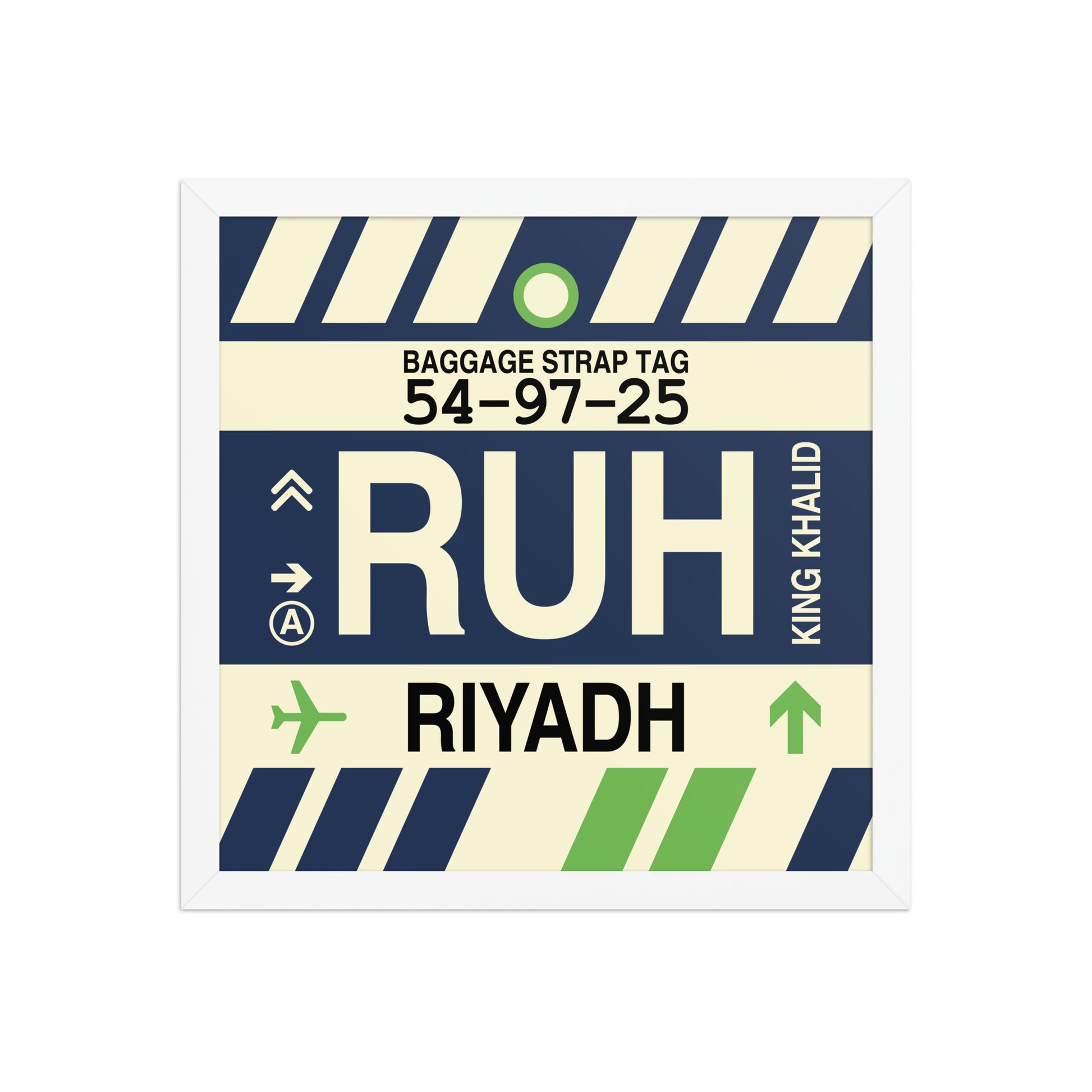 RUH Riyadh Framed Print • Jet Age Baggage Tag Design • YHM Designs - Image 13