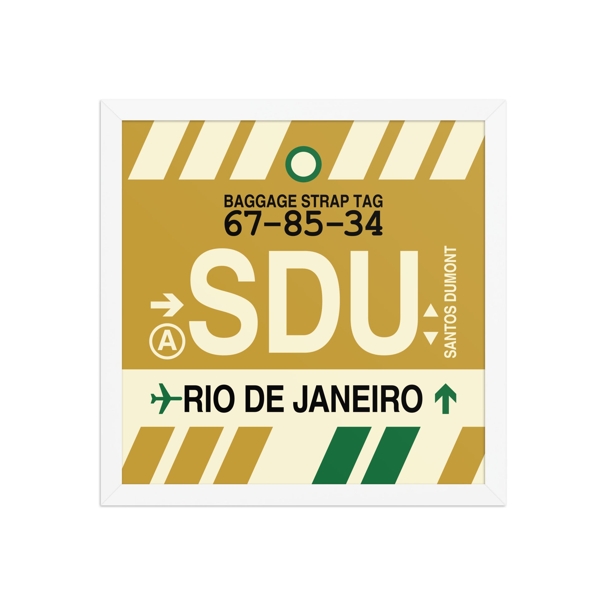 SDU Rio de Janeiro Framed Print • Jet Age Baggage Tag Design • YHM Designs - Image 13