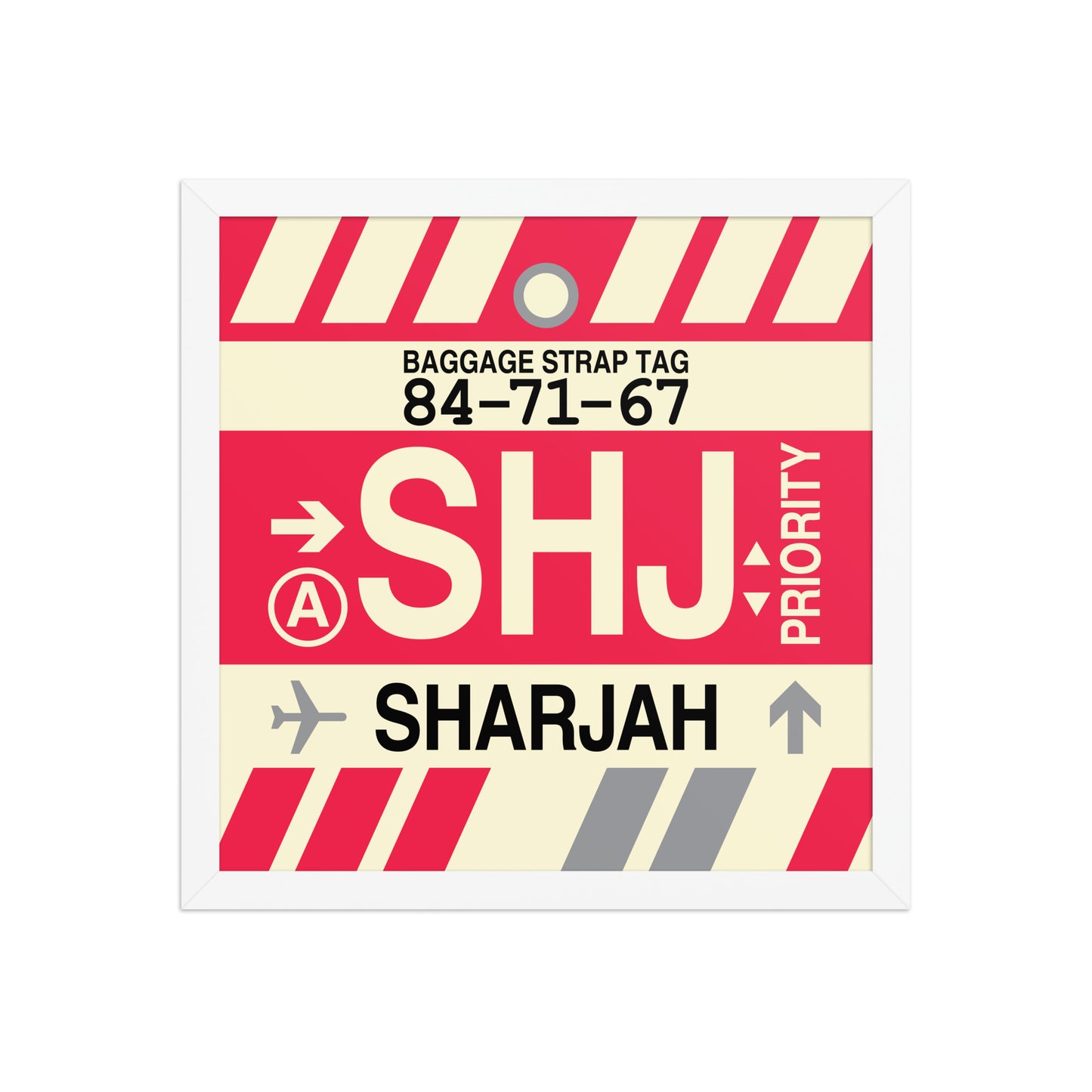 SHJ Sharjah Framed Print • Jet Age Baggage Tag Design • YHM Designs - Image 13