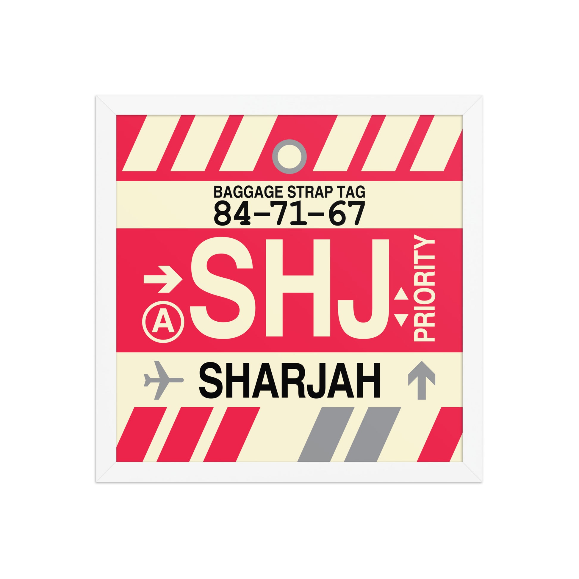 SHJ Sharjah Framed Print • Jet Age Baggage Tag Design • YHM Designs - Image 13