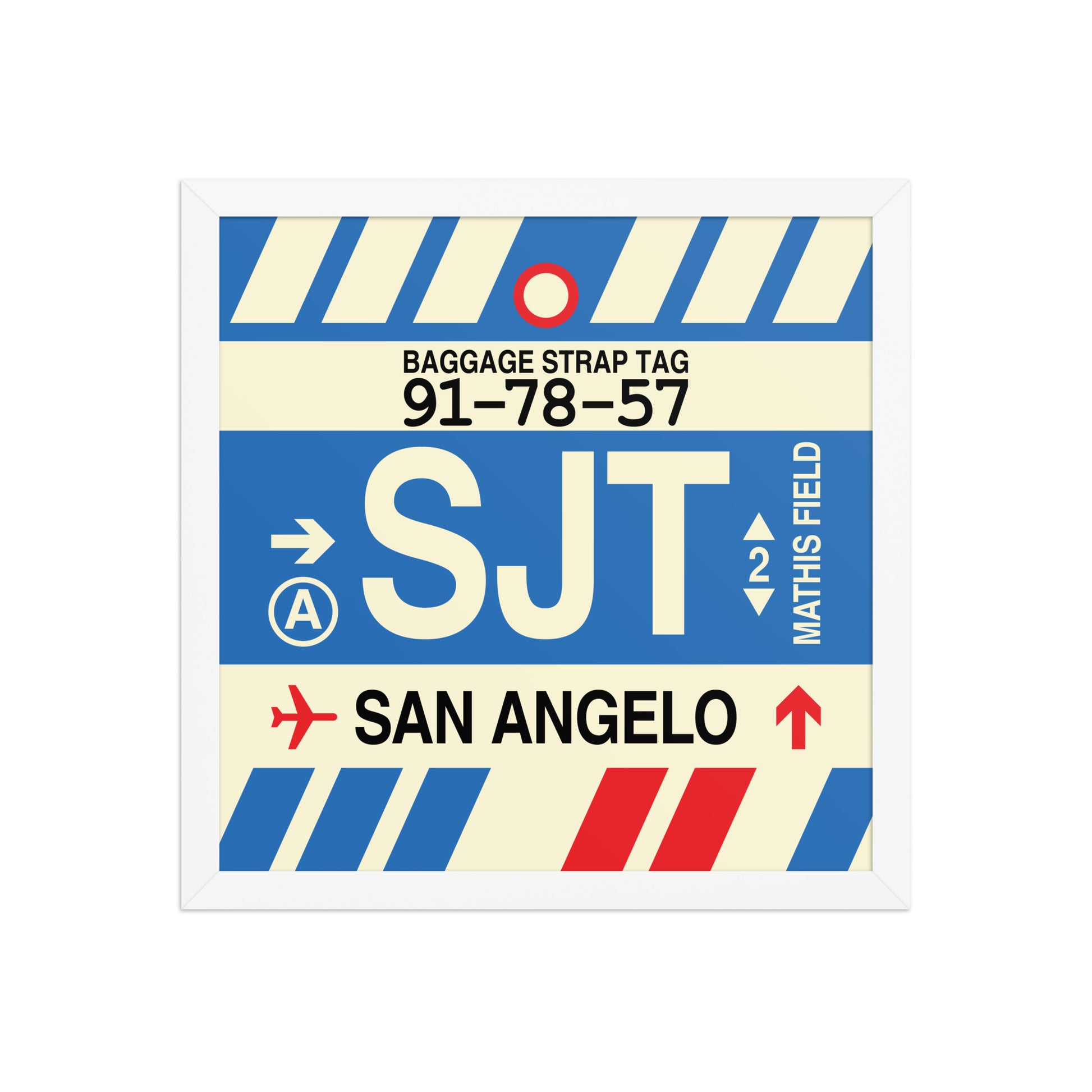 SJT San Angelo Framed Print • Jet Age Baggage Tag Design • YHM Designs - Image 13