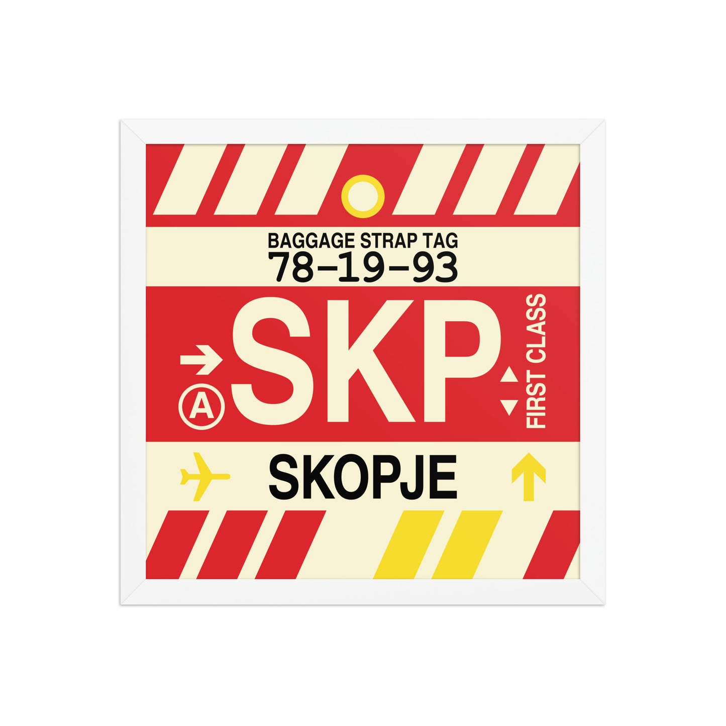 SKP Skopje Framed Print • Jet Age Baggage Tag Design • YHM Designs - Image 13