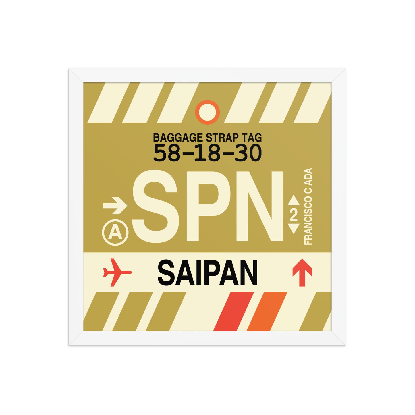SPN Saipan Framed Print • Jet Age Baggage Tag Design • YHM Designs - Image 13