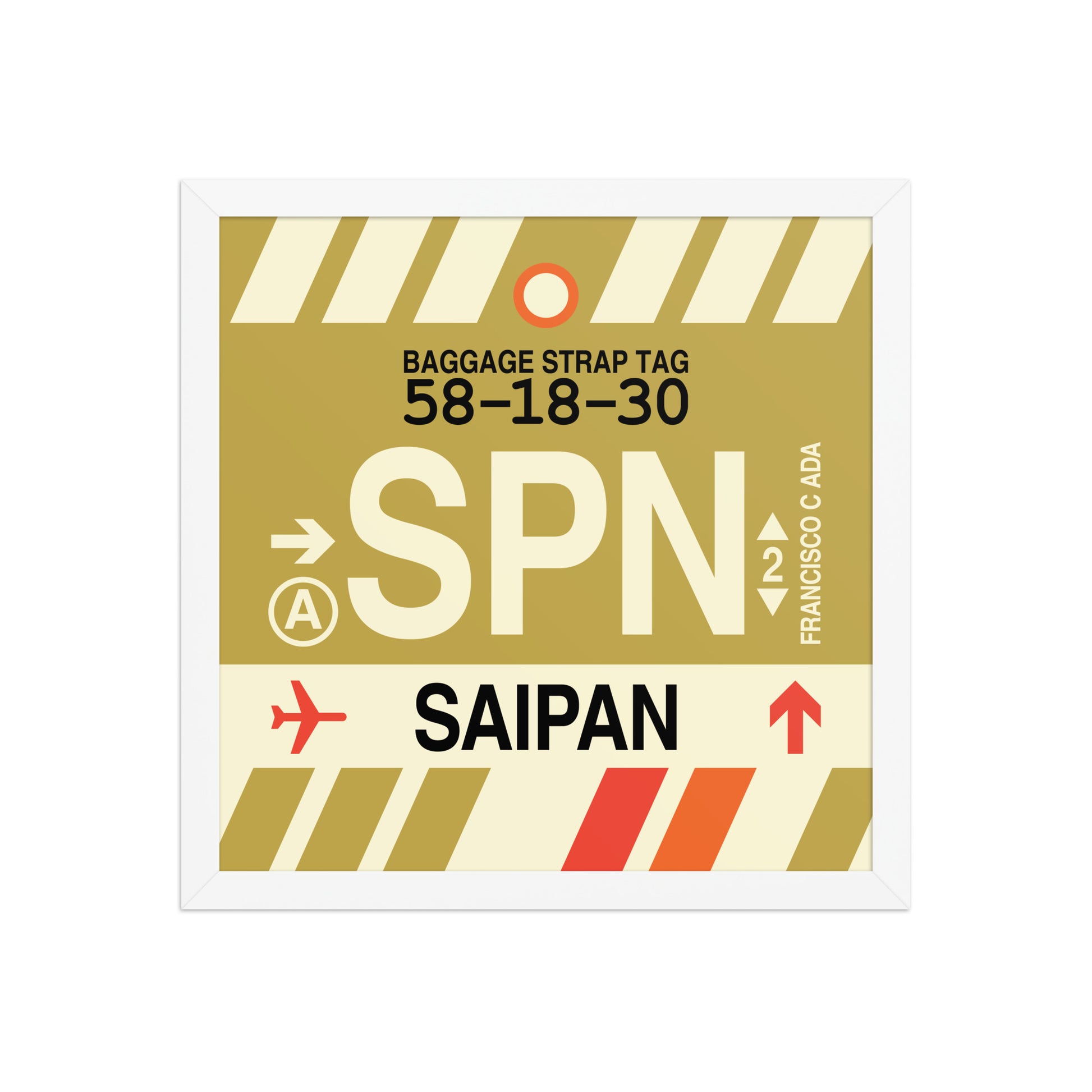 SPN Saipan Framed Print • Jet Age Baggage Tag Design • YHM Designs - Image 13