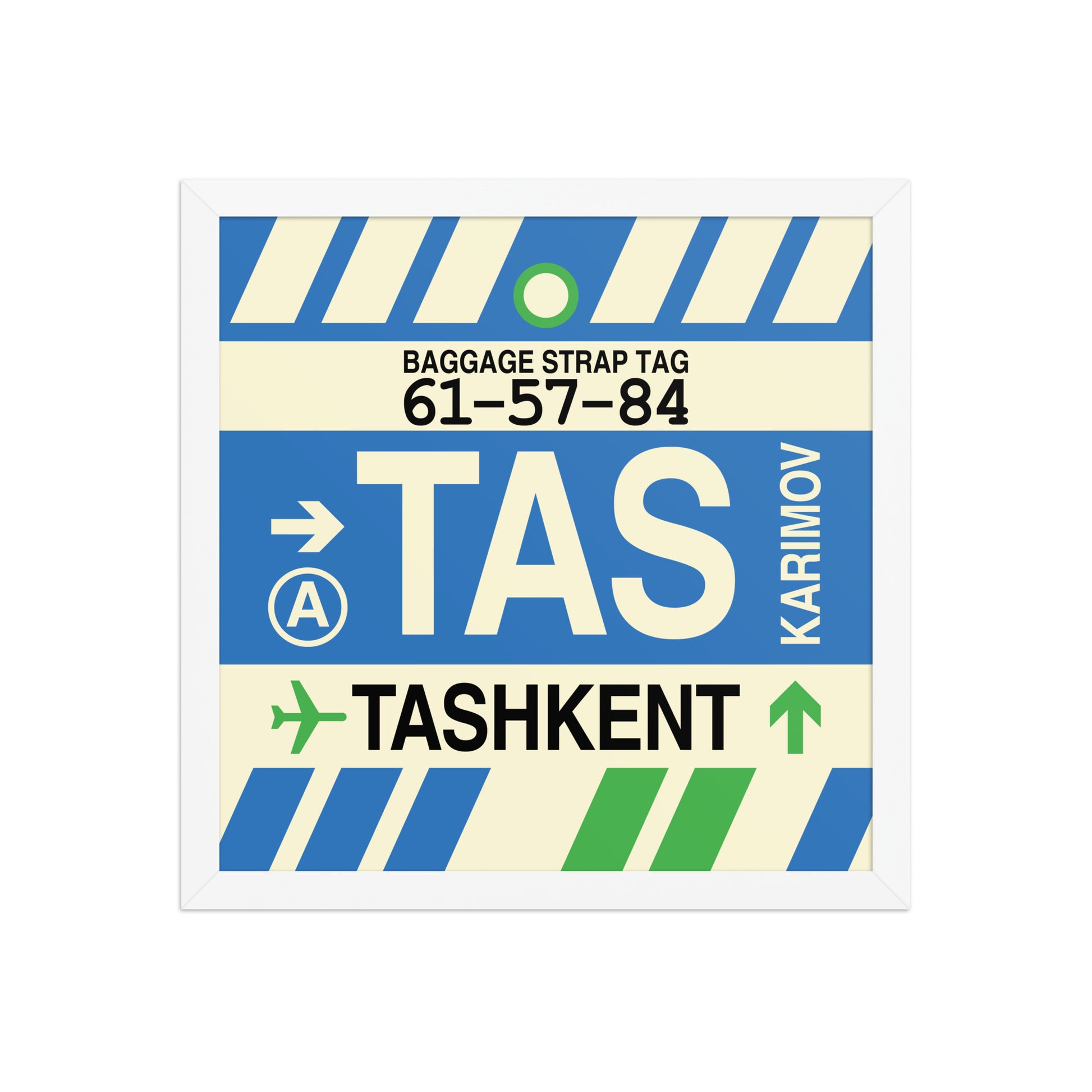 TAS Tashkent Framed Print • Jet Age Baggage Tag Design • YHM Designs - Image 13