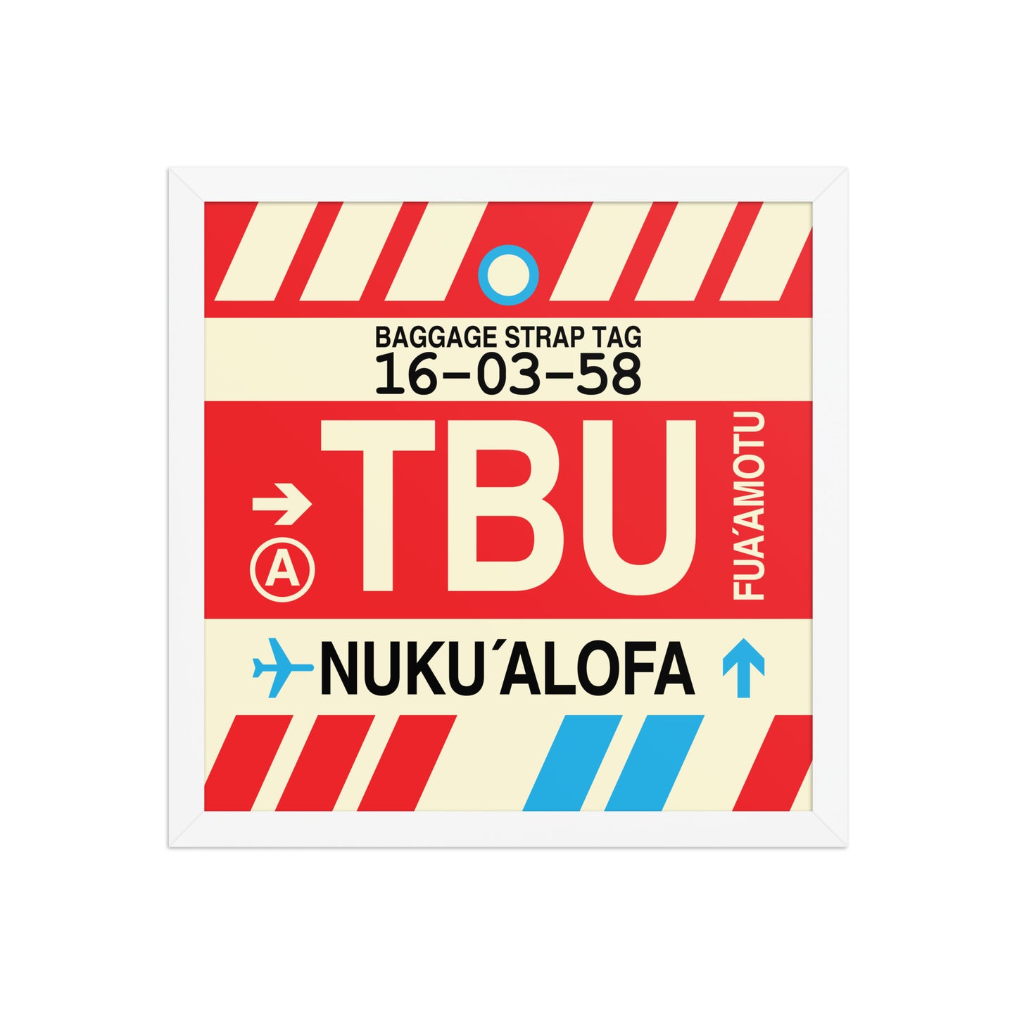 TBU Nuku'alofa Framed Print • Jet Age Baggage Tag Design • YHM Designs - Image 13
