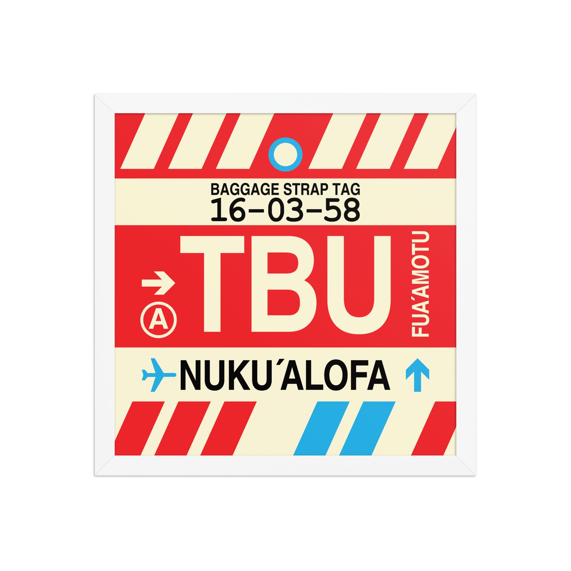 TBU Nuku'alofa Framed Print • Jet Age Baggage Tag Design • YHM Designs - Image 13
