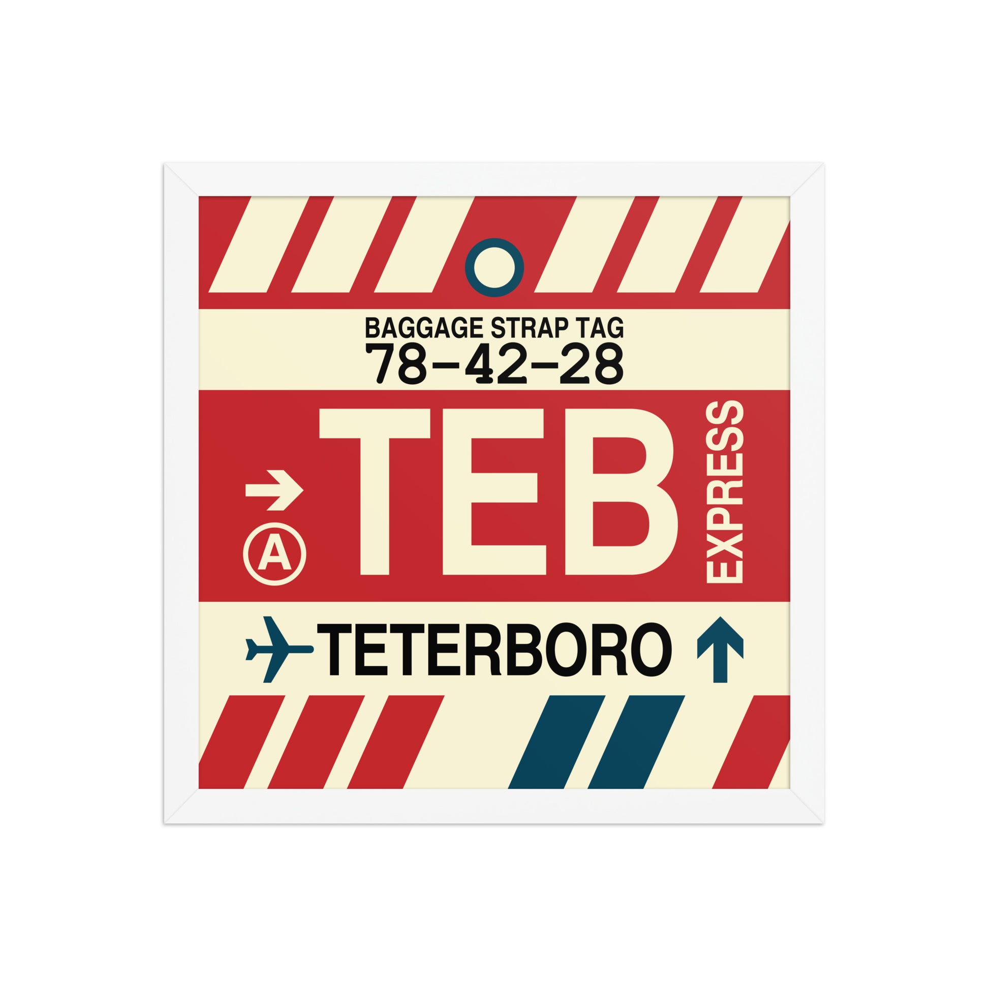 TEB Teterboro Framed Print • Jet Age Baggage Tag Design • YHM Designs - Image 13