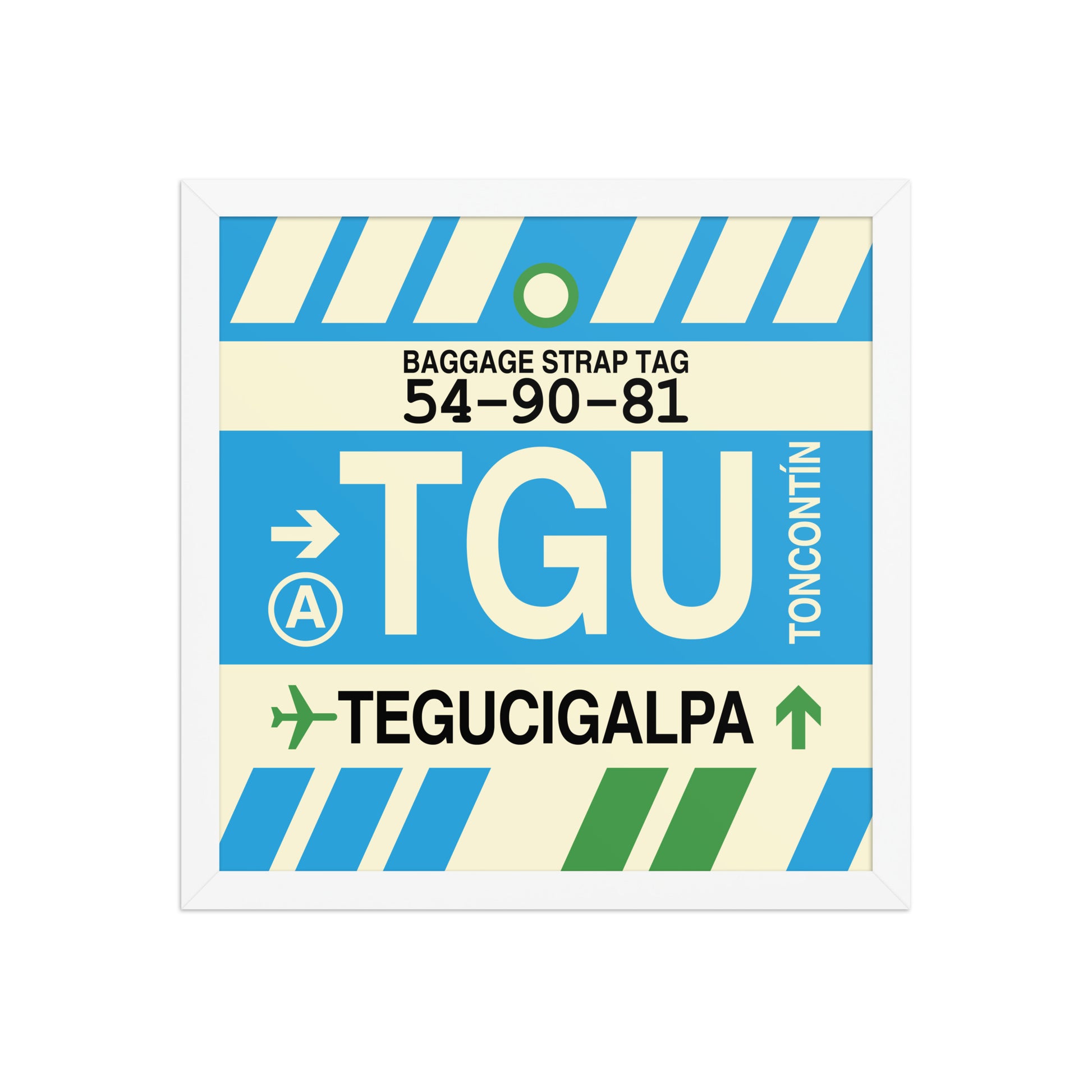 TGU Tegucigalpa Framed Print • Jet Age Baggage Tag Design • YHM Designs - Image 13