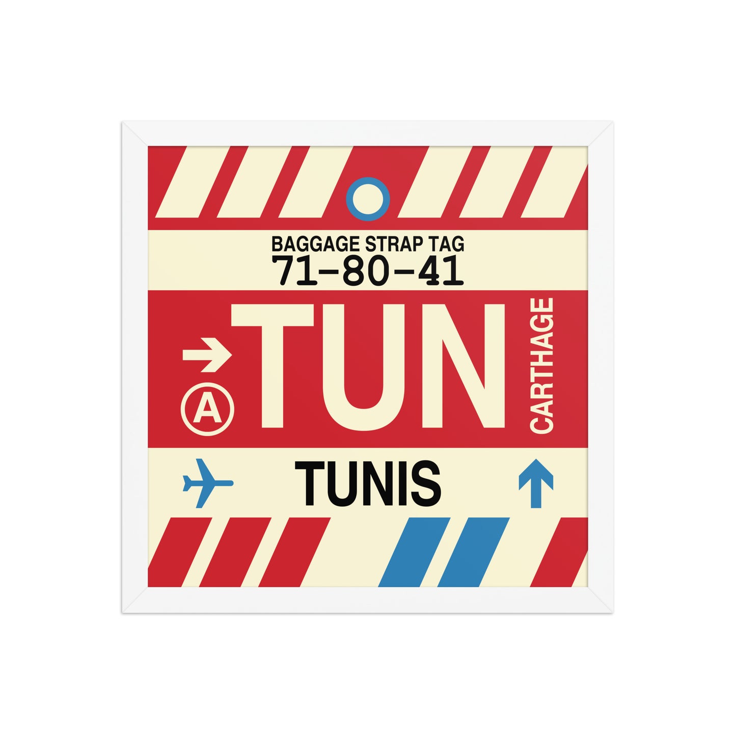 TUN Tunis Framed Print • Jet Age Baggage Tag Design • YHM Designs - Image 13