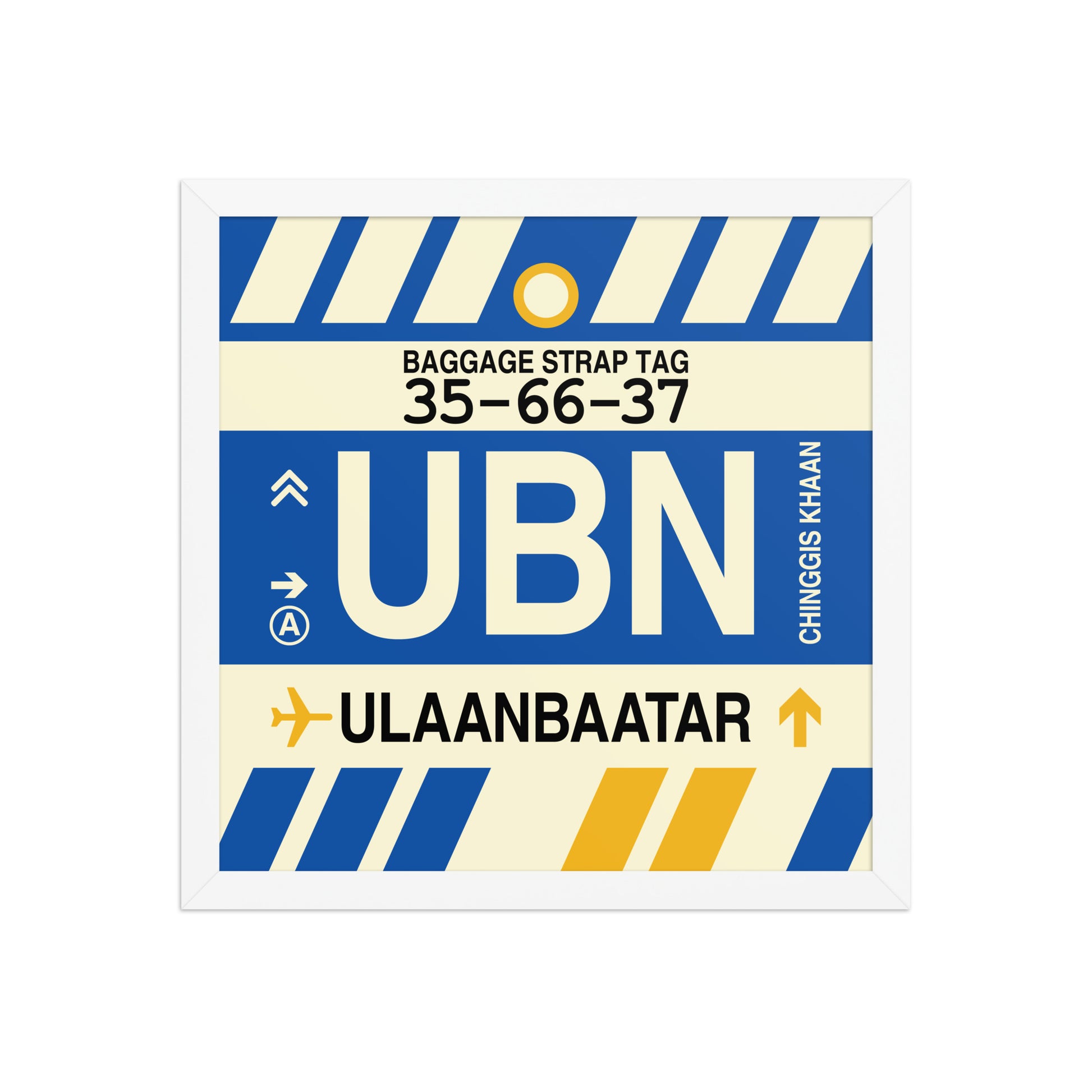 UBN Ulaanbaatar Framed Print • Jet Age Baggage Tag Design • YHM Designs - Image 13