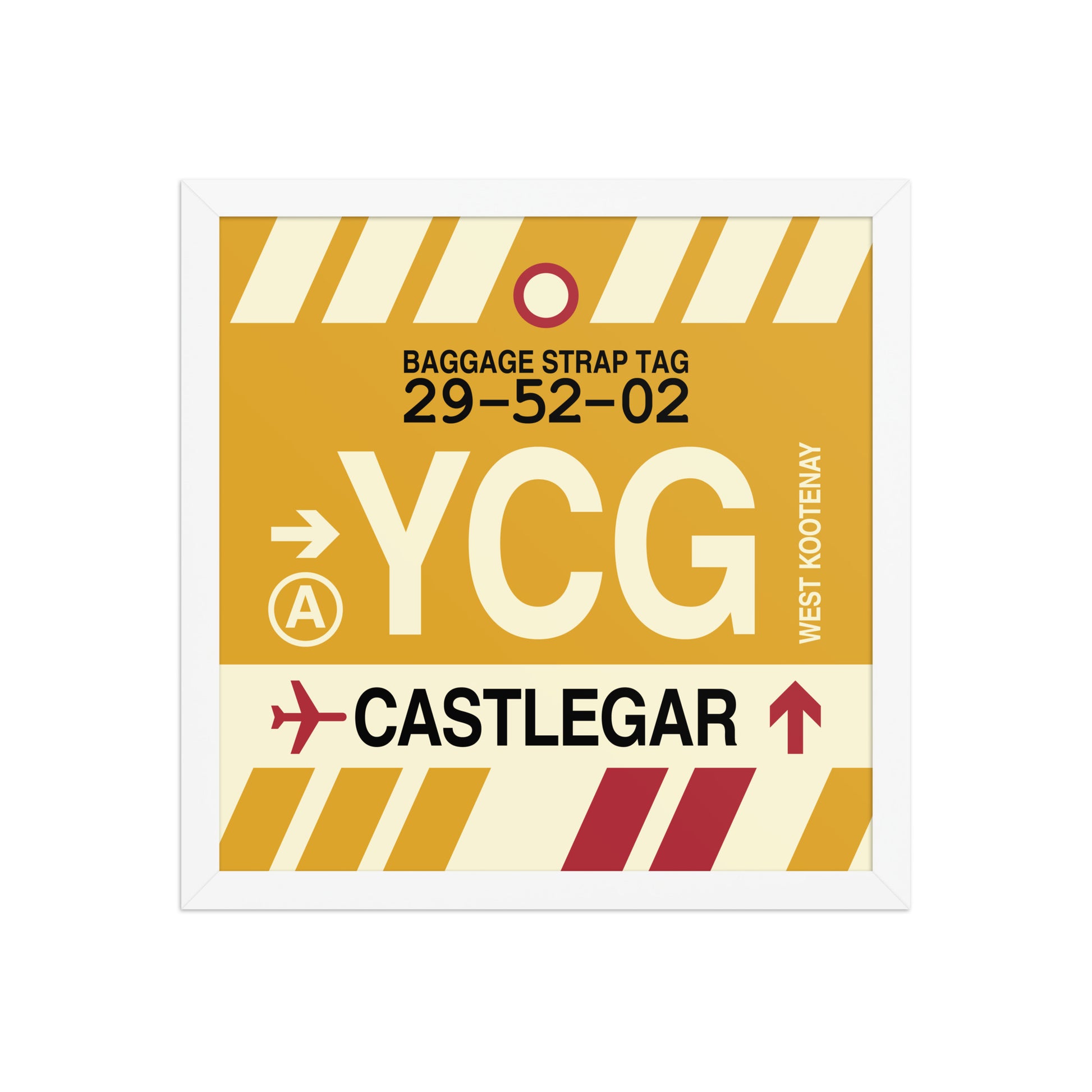YCG Castlegar Framed Print • Jet Age Baggage Tag Design • YHM Designs - Image 13