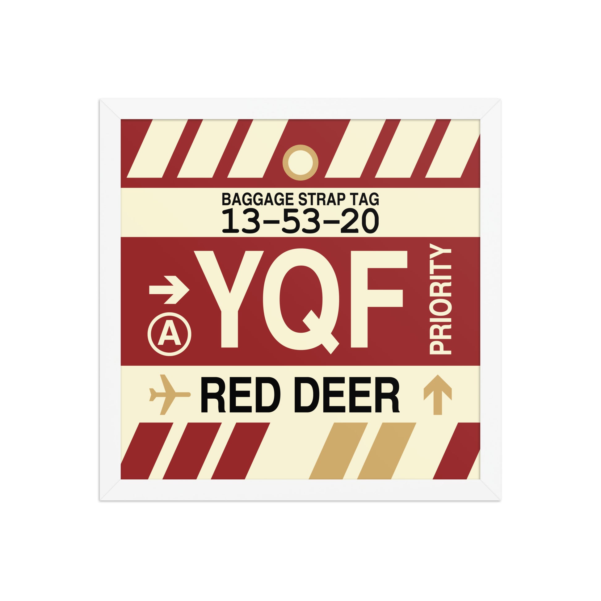 YQF Red Deer Framed Print • Jet Age Baggage Tag Design • YHM Designs - Image 13