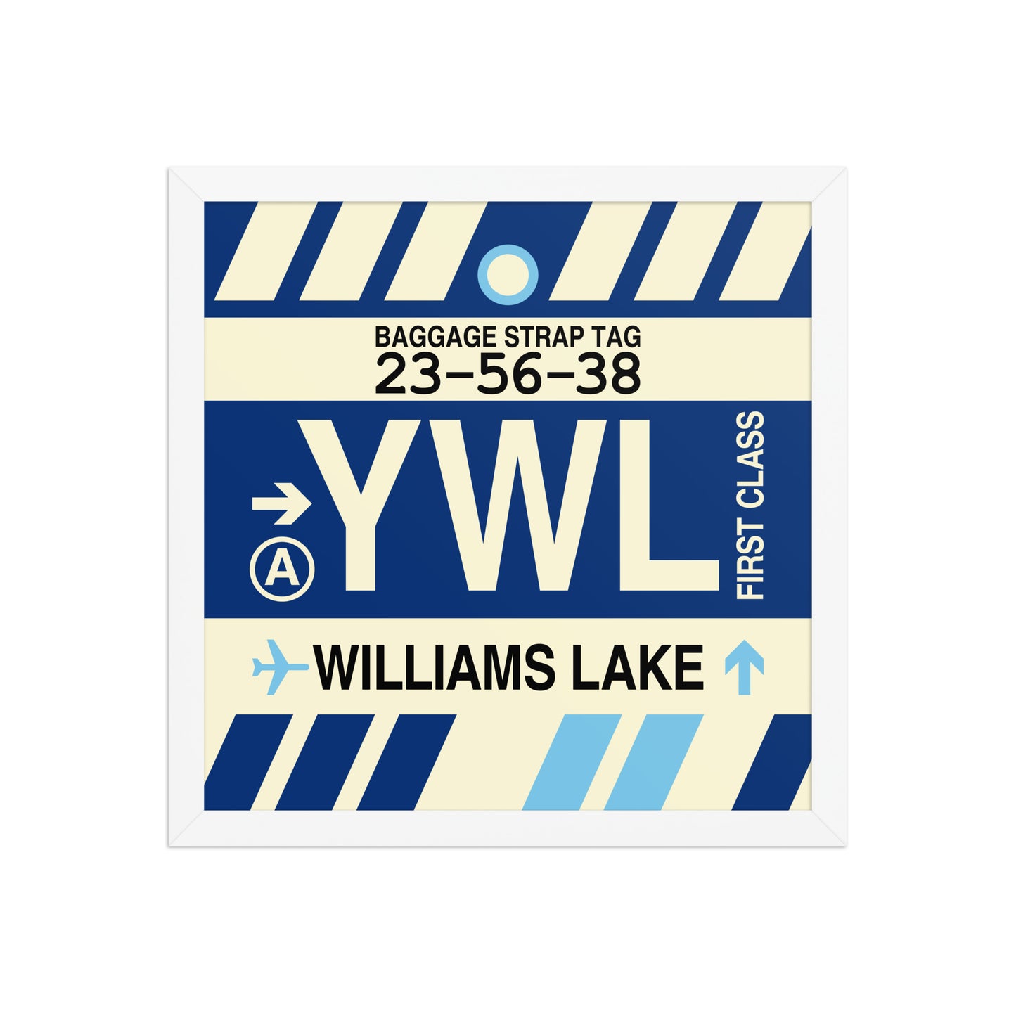 YWL Williams Lake Framed Print • Jet Age Baggage Tag Design • YHM Designs - Image 13