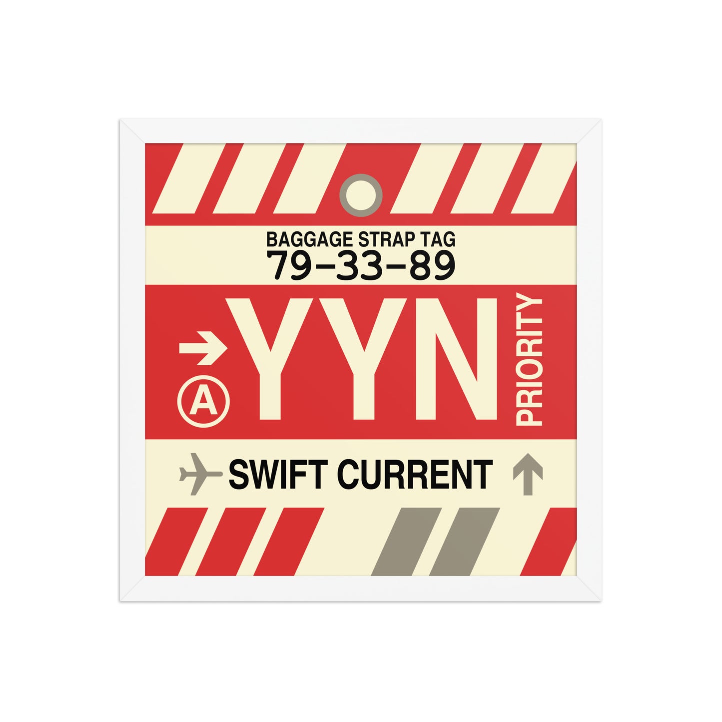 YYN Swift Current Framed Print • Jet Age Baggage Tag Design • YHM Designs - Image 13