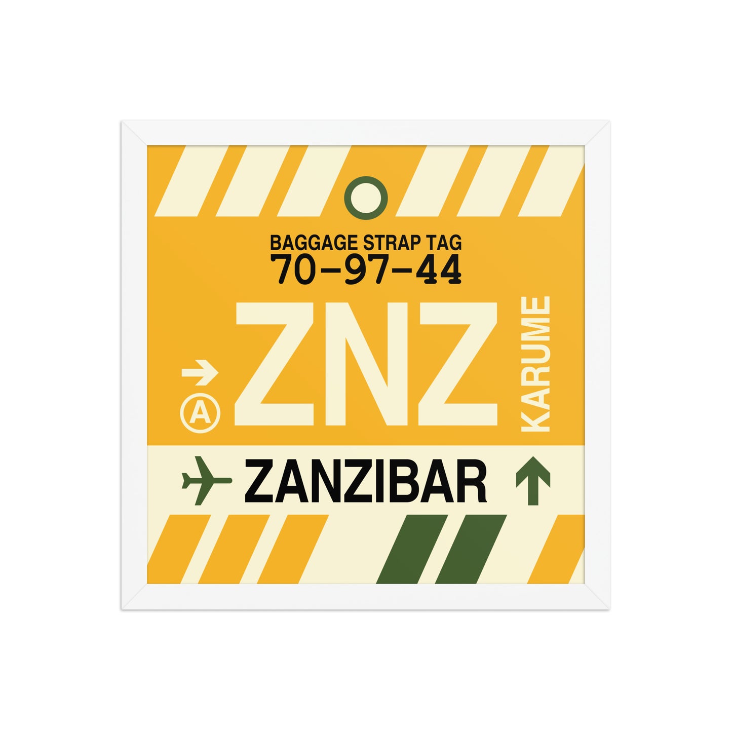 ZNZ Zanzibar Framed Print • Jet Age Baggage Tag Design • YHM Designs - Image 13
