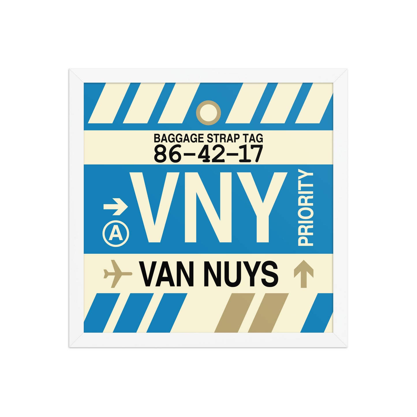 VNY Van Nuys Framed Print • Jet Age Baggage Tag Design • YHM Designs - Image 13