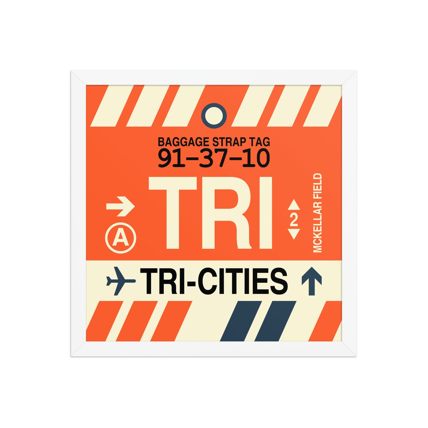 TRI Tri-Cities Framed Print • Jet Age Baggage Tag Design • YHM Designs - Image 13