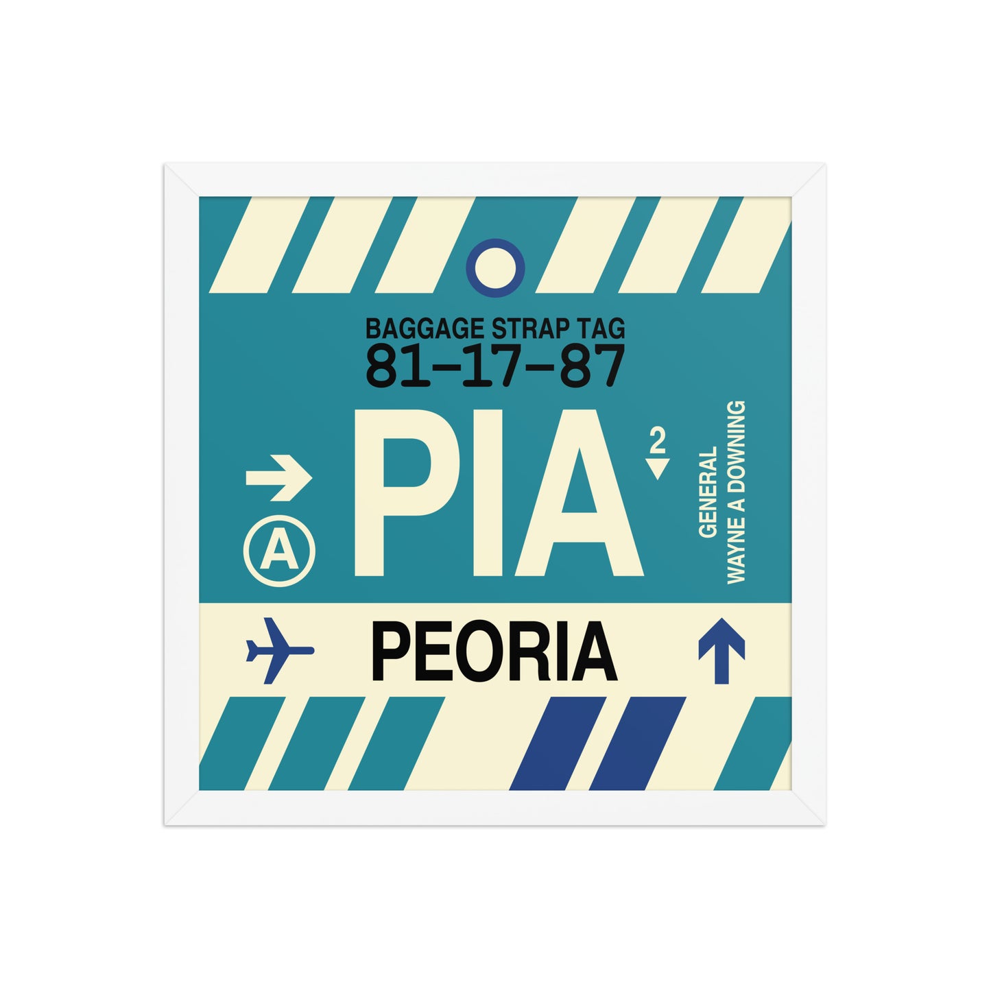 PIA Peoria Framed Print • Jet Age Baggage Tag Design • YHM Designs - Image 08