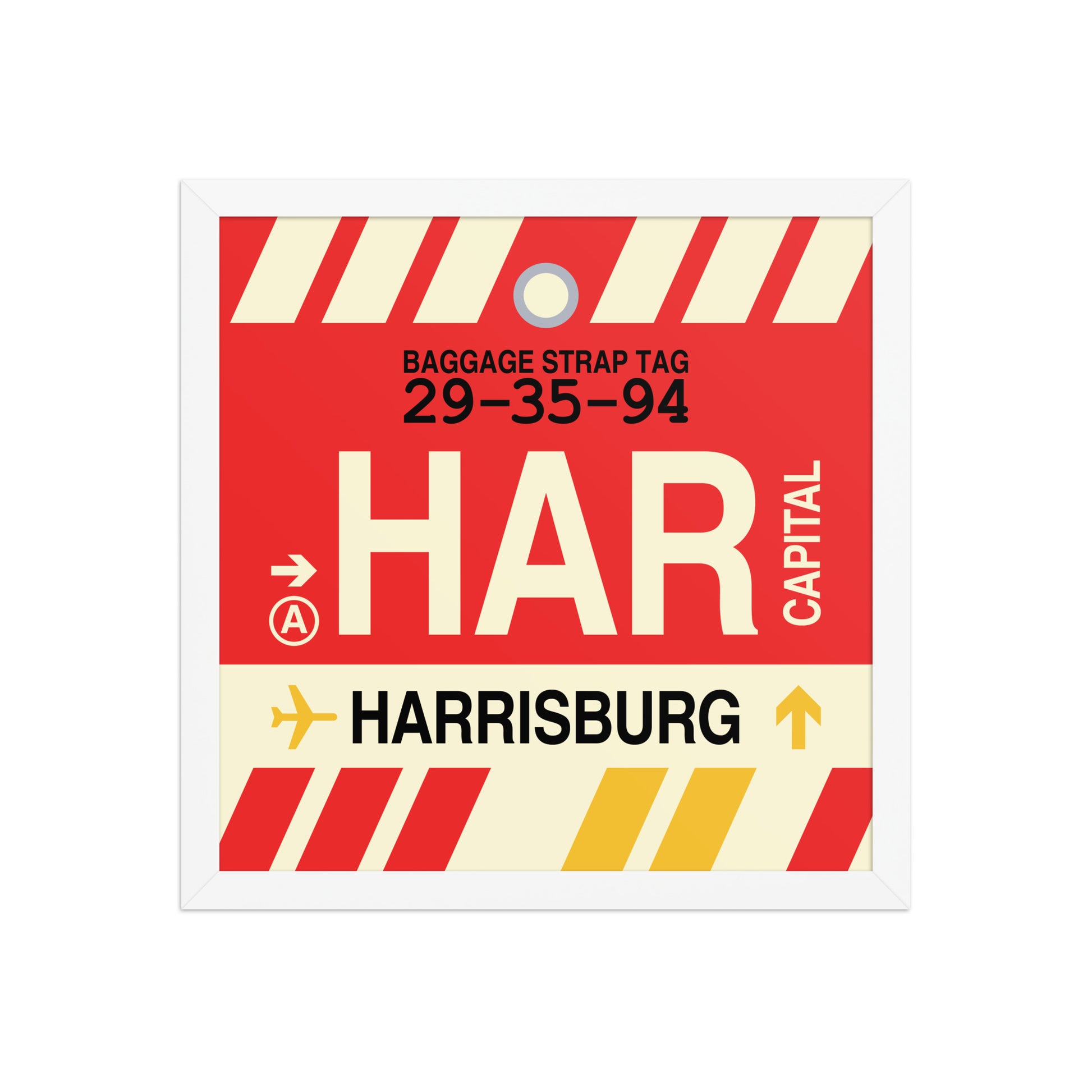 HAR Harrisburg Framed Print • Jet Age Baggage Tag Design • YHM Designs - Image 08