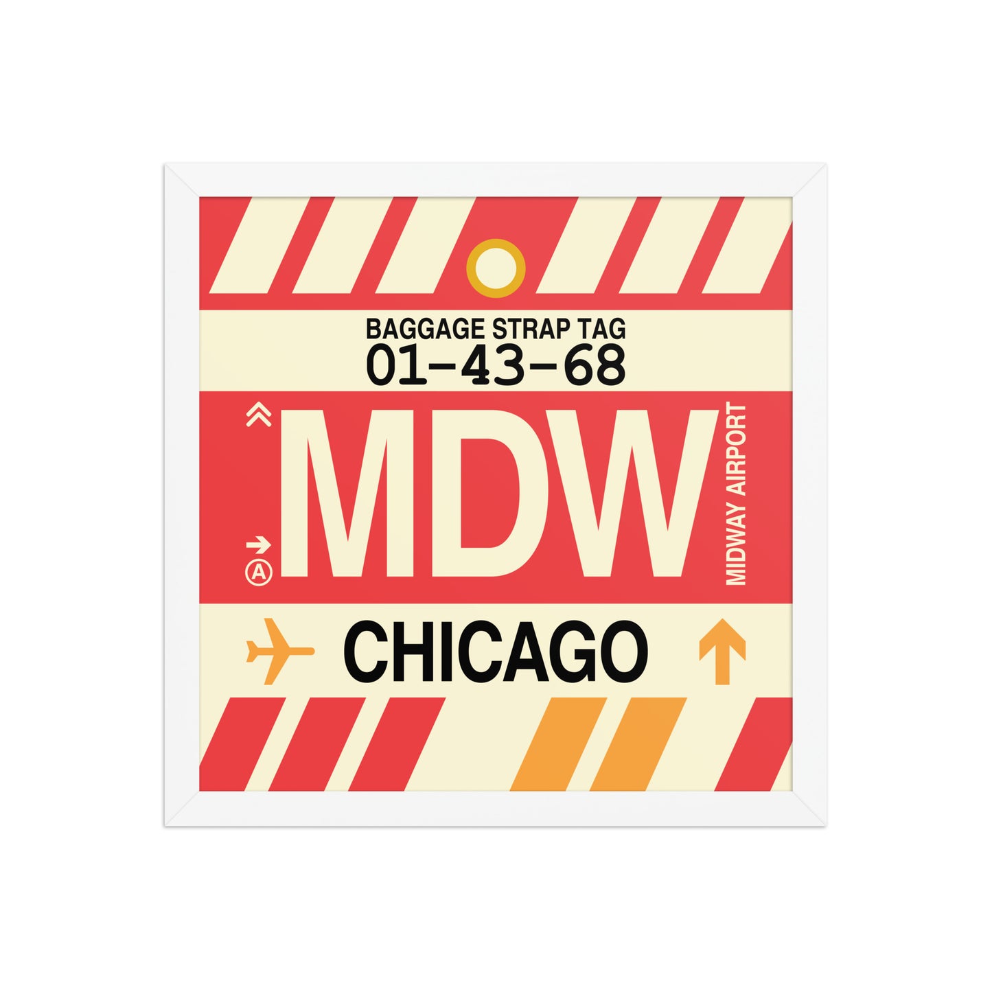MDW Chicago Framed Print • Jet Age Baggage Tag Design • YHM Designs - Image 08