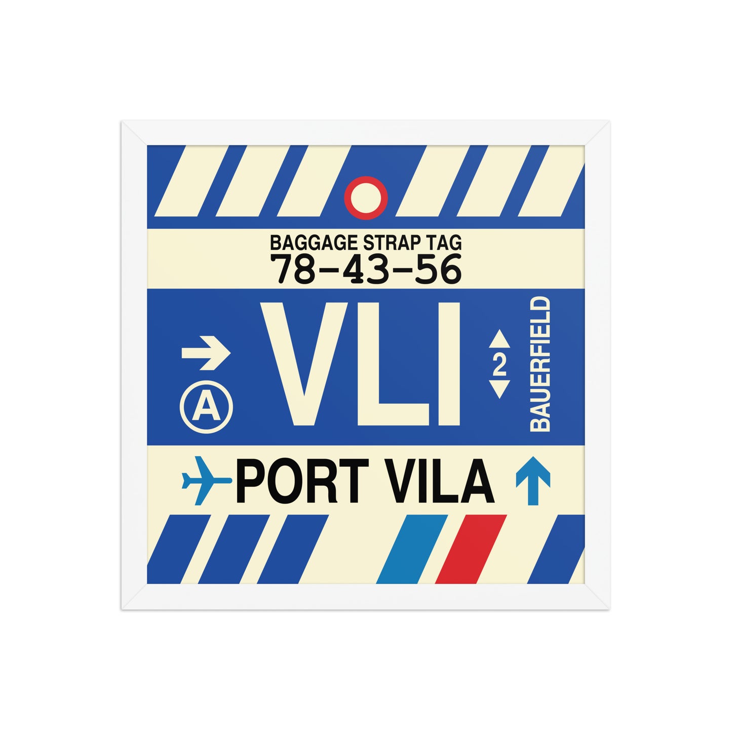 VLI Port Vila Framed Print • Jet Age Baggage Tag Design • YHM Designs - Image 13
