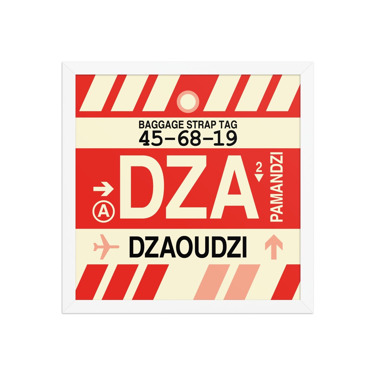 DZA Dzaoudzi Framed Print • Jet Age Baggage Tag Design • YHM Designs - Image 13