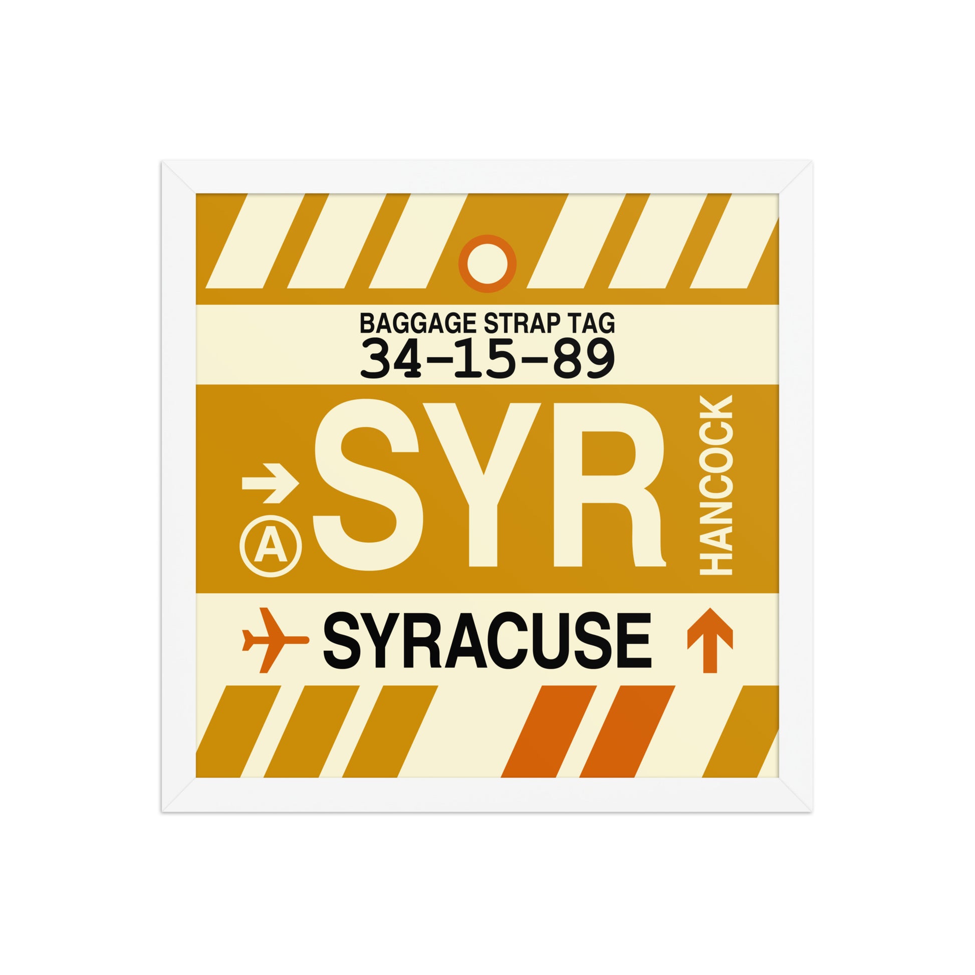 SYR Syracuse Framed Print • Jet Age Baggage Tag Design • YHM Designs - Image 08