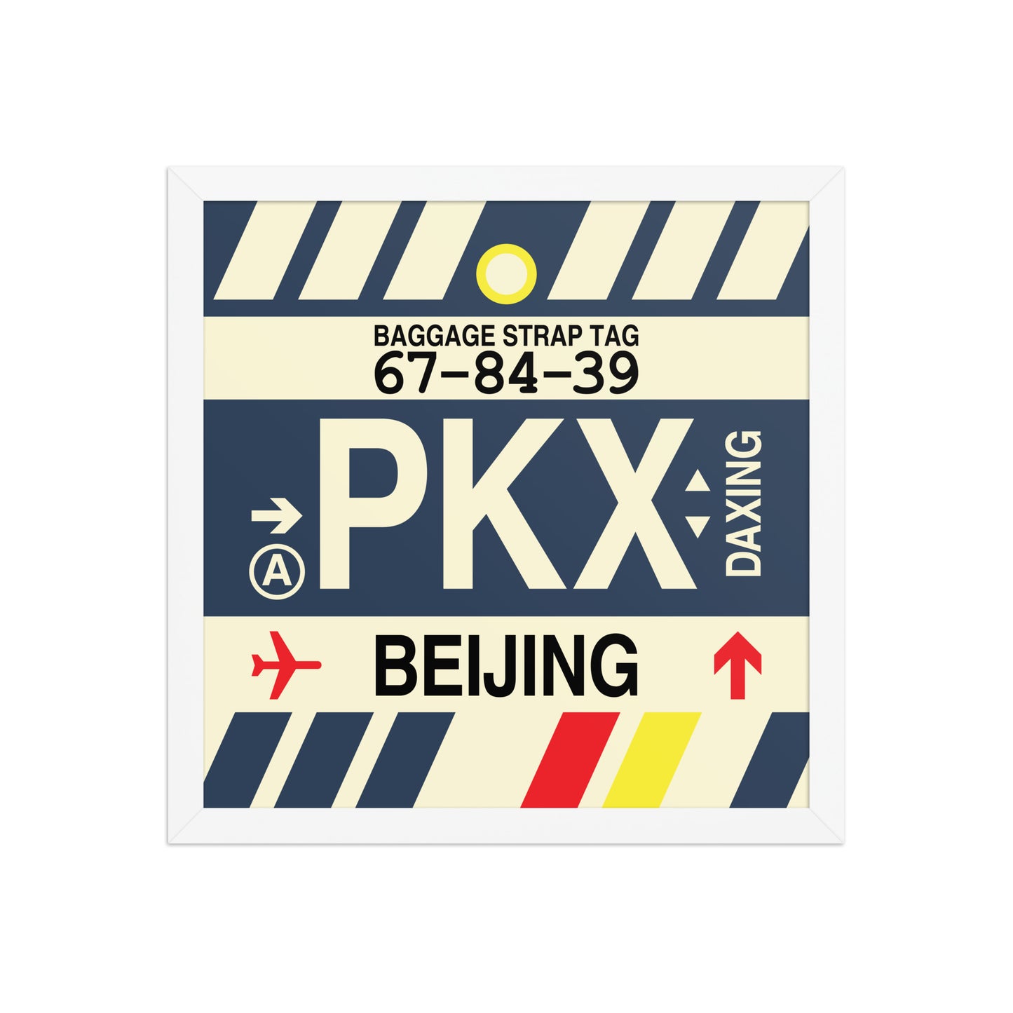 PKX Beijing Framed Print • Jet Age Baggage Tag Design • YHM Designs - Image 08