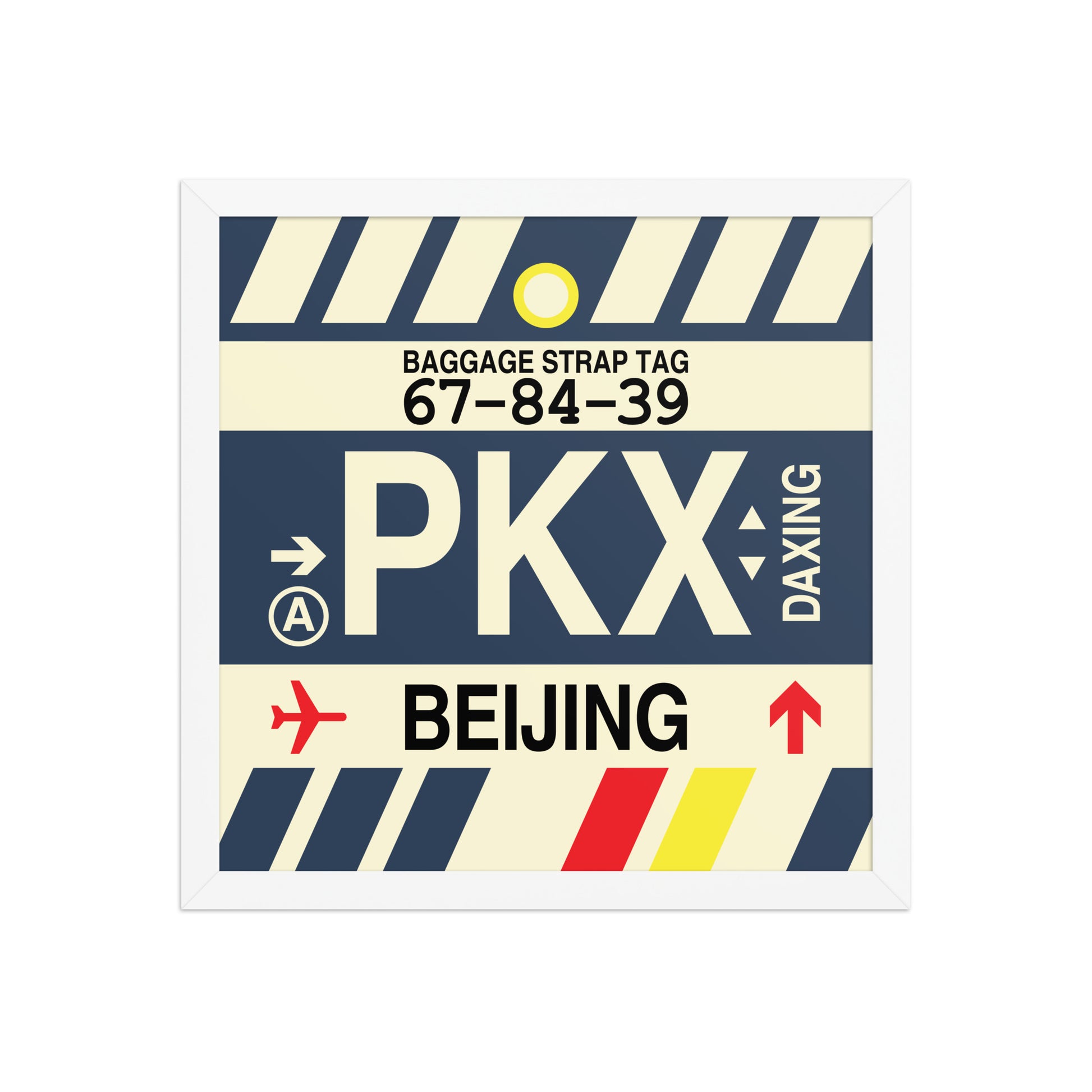 PKX Beijing Framed Print • Jet Age Baggage Tag Design • YHM Designs - Image 08