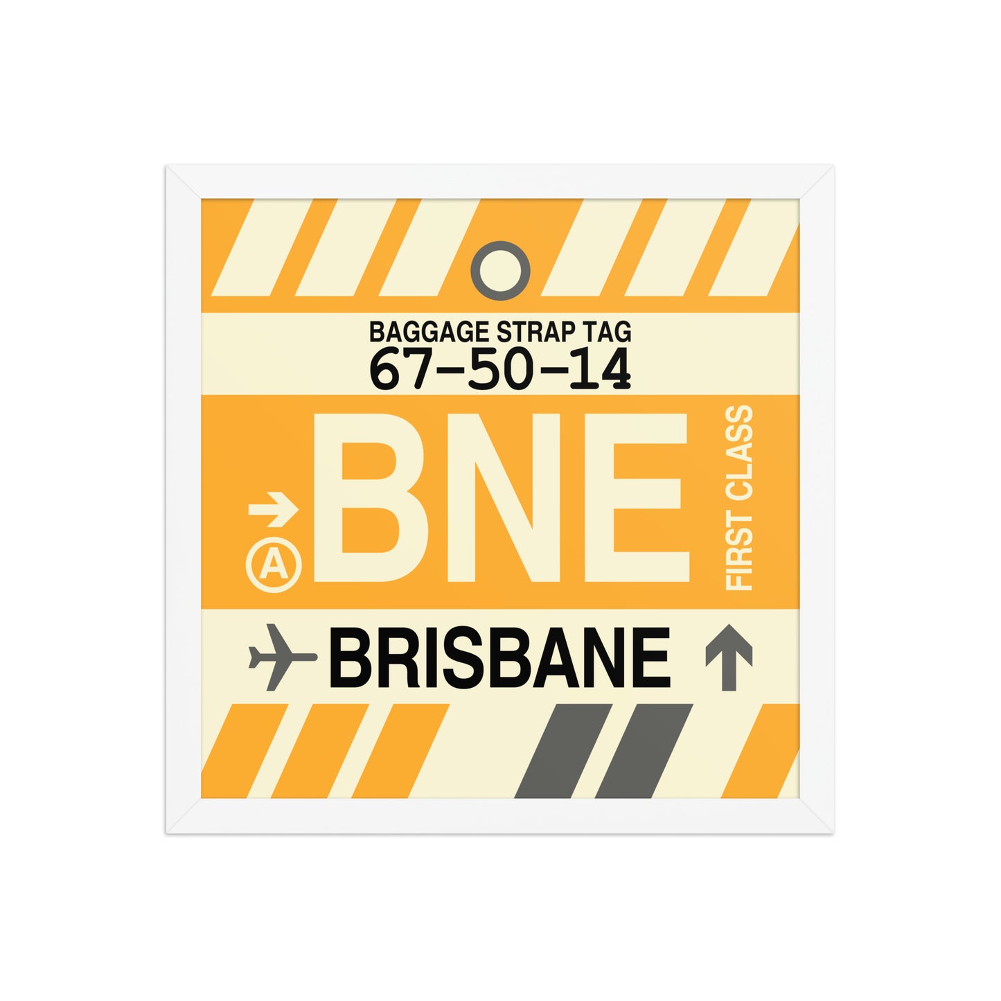 BNE Brisbane Framed Print • Jet Age Baggage Tag Design • YHM Designs - Image 08