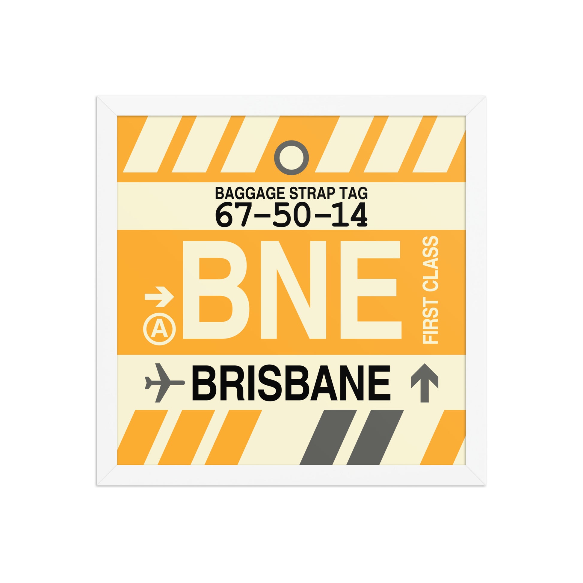 BNE Brisbane Framed Print • Jet Age Baggage Tag Design • YHM Designs - Image 08