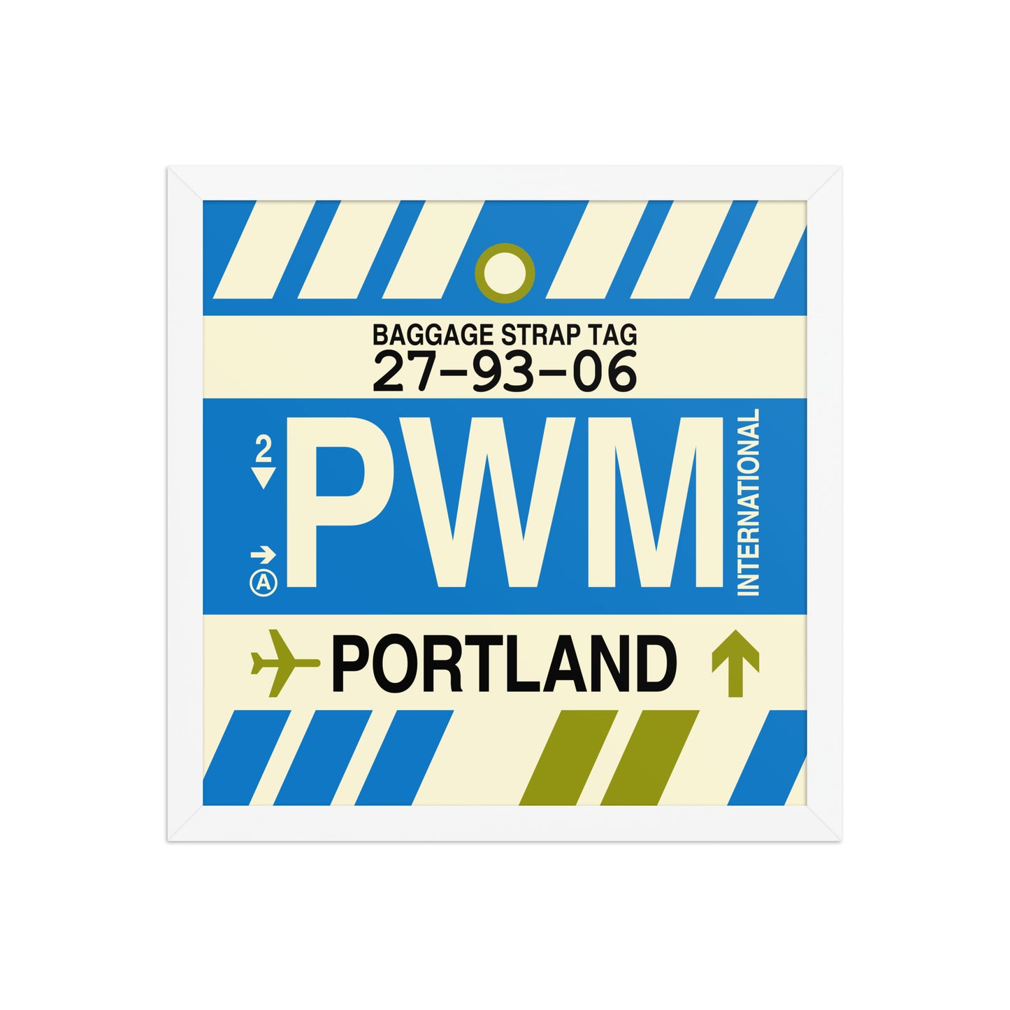 PWM Portland Framed Print • Jet Age Baggage Tag Design • YHM Designs - Image 08