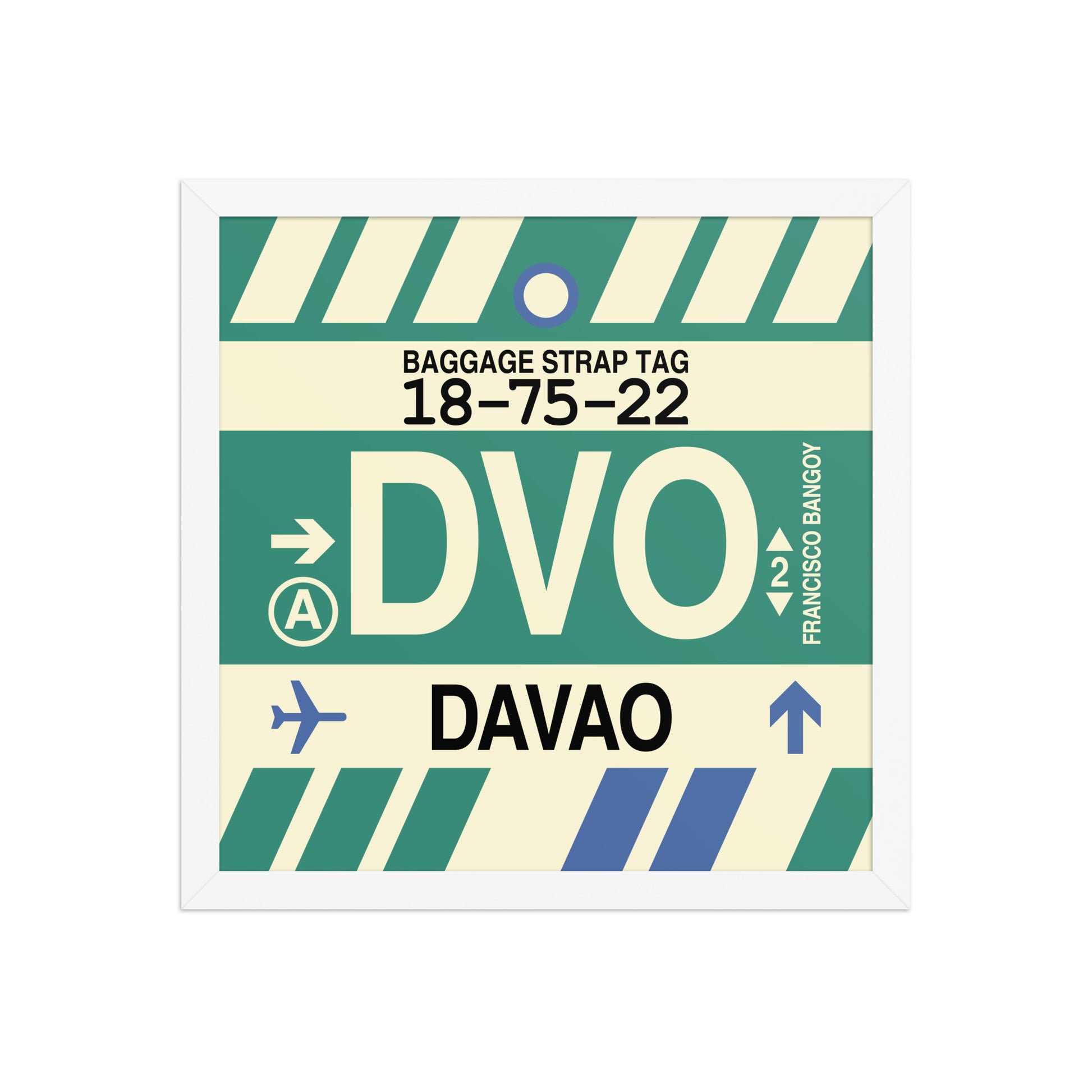 DVO Davao Framed Print • Jet Age Baggage Tag Design • YHM Designs - Image 13