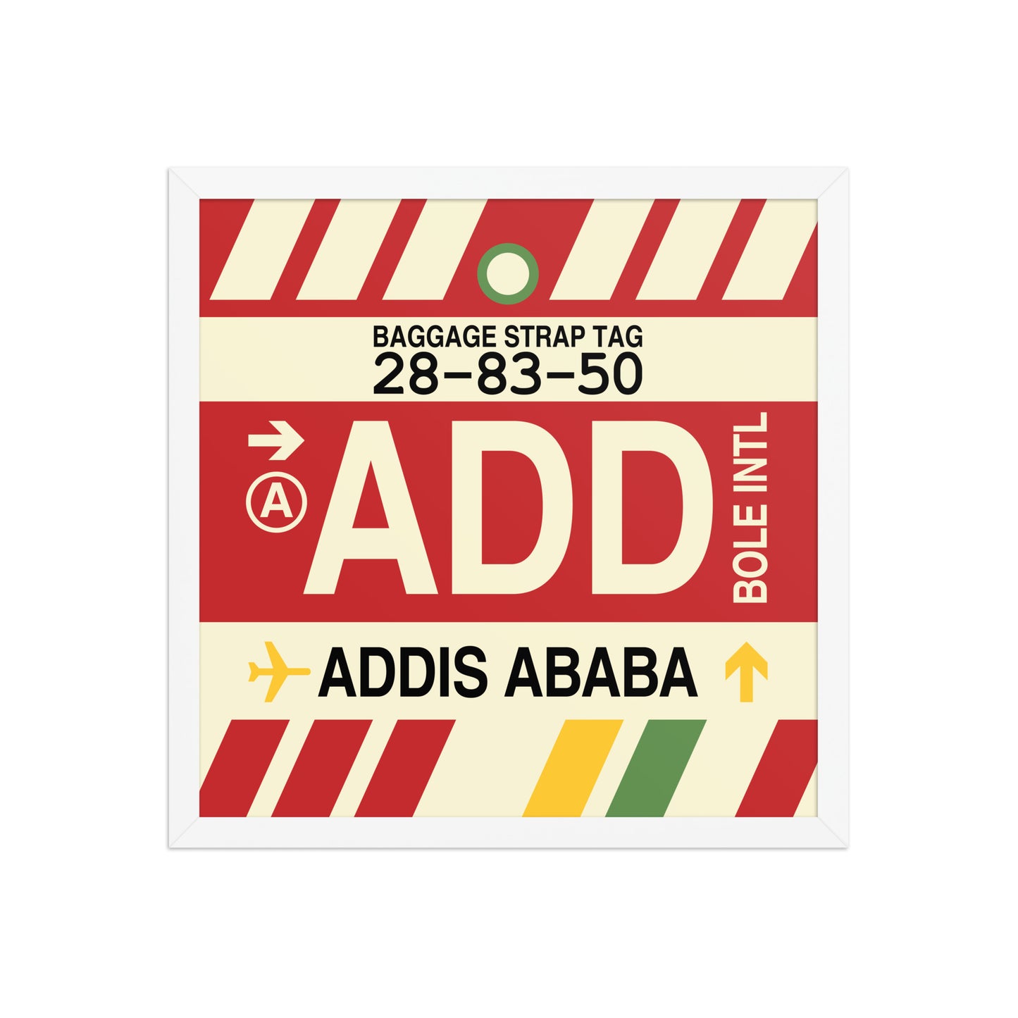 ADD Addis Ababa Framed Print • Jet Age Baggage Tag Design • YHM Designs - Image 14
