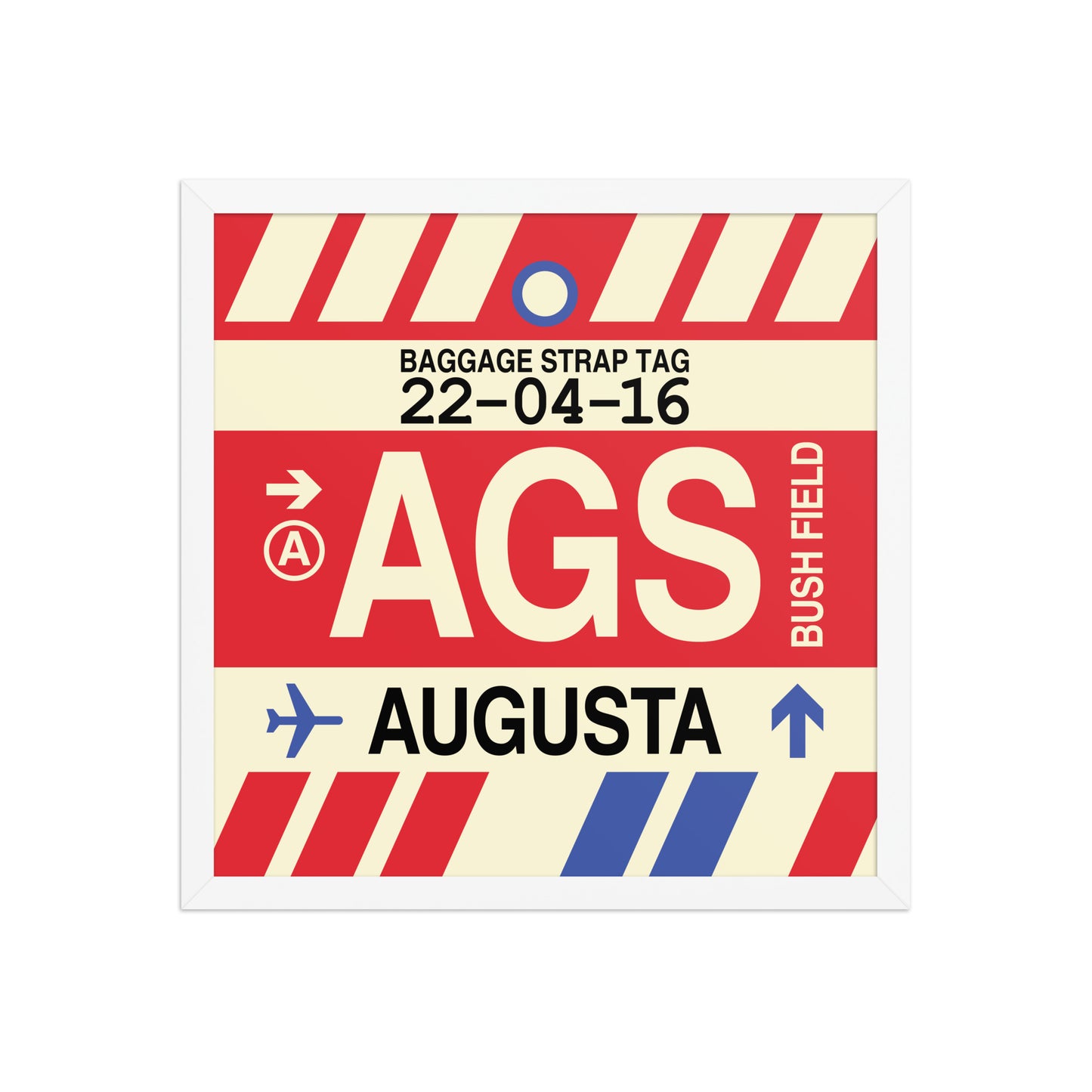 AGS Augusta Framed Print • Jet Age Baggage Tag Design • YHM Designs - Image 14