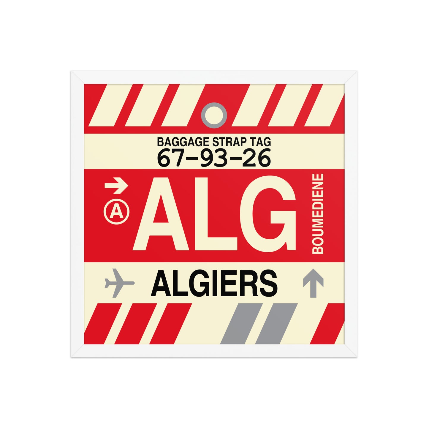 ALG Algiers Framed Print • Jet Age Baggage Tag Design • YHM Designs - Image 14